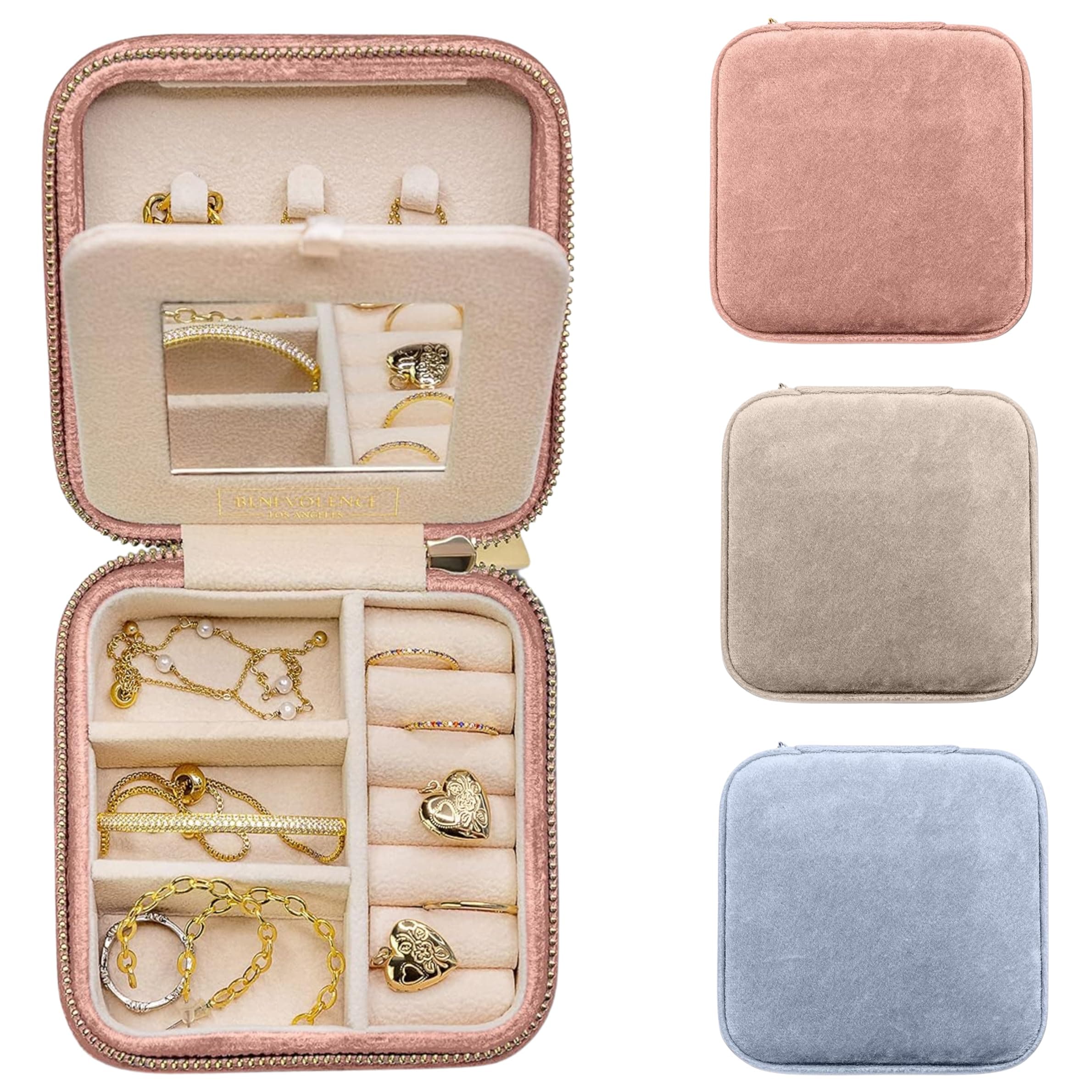 Benevolence LA Plush Velvet Jewelry Box with Mirror