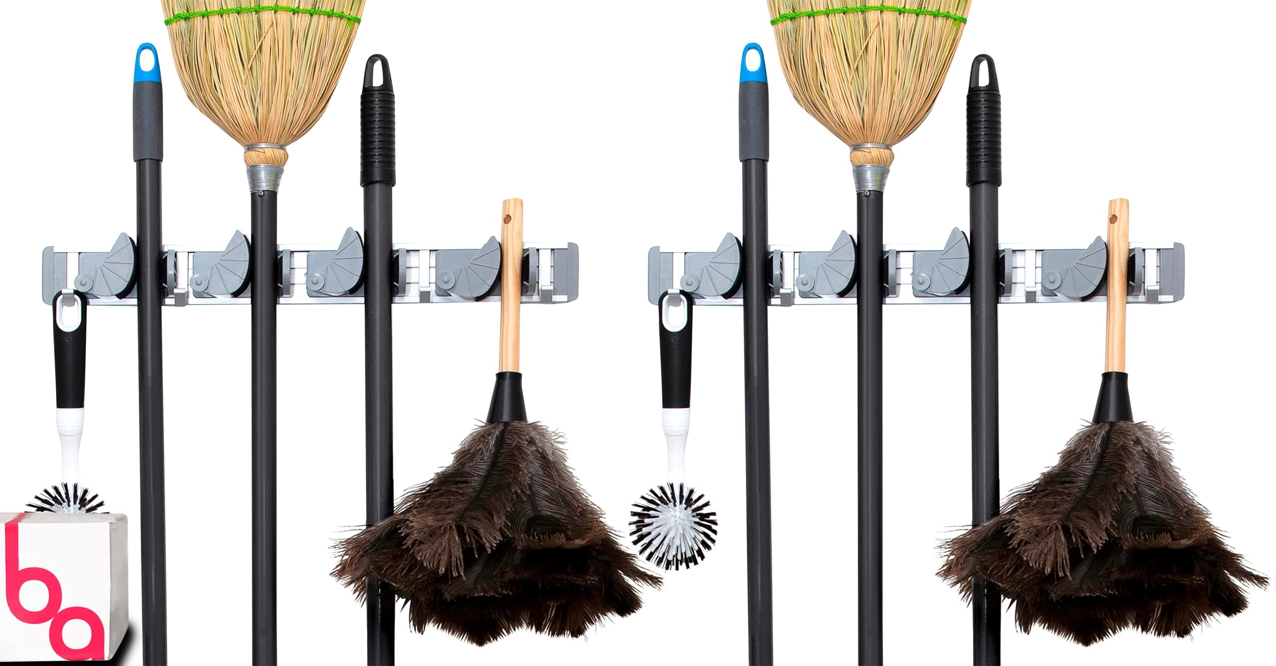 Berry Ave Broom Holder Wall Mount and Garden Tool Organizer