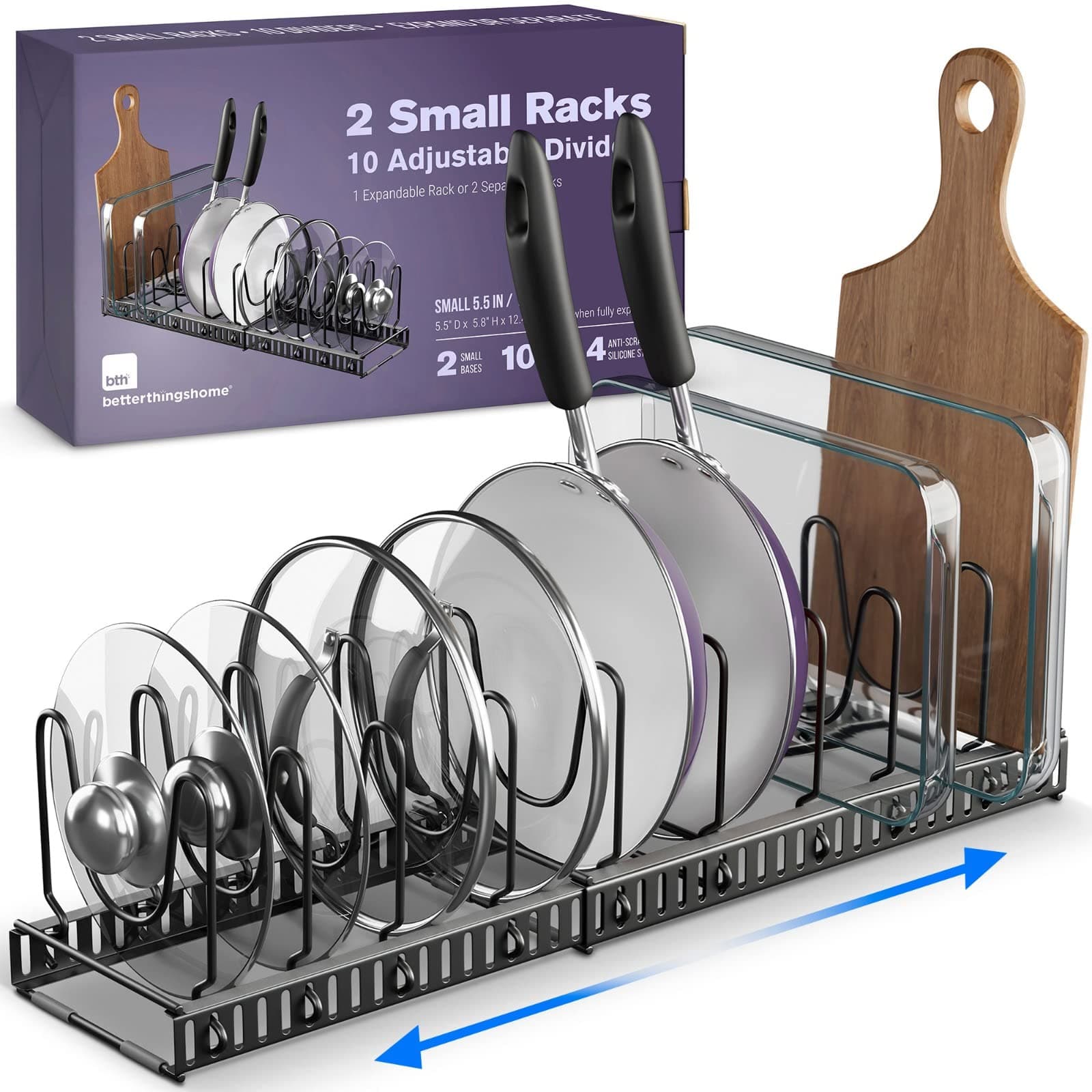 Better Things Home Pot Lid Organizer Adjustable