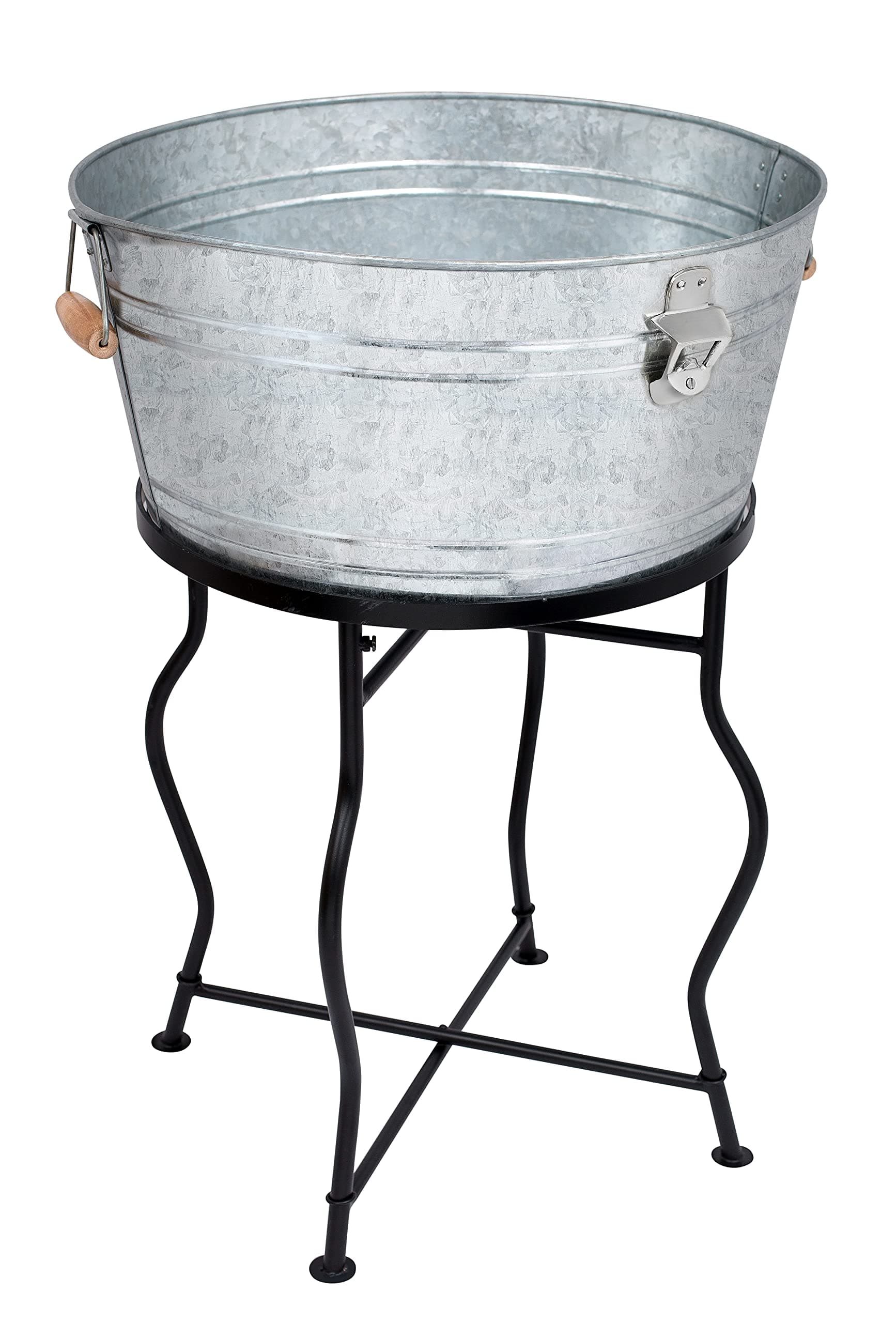 BirdRock Home Galvanized Beverage Tub with Stand and Bottle Opener