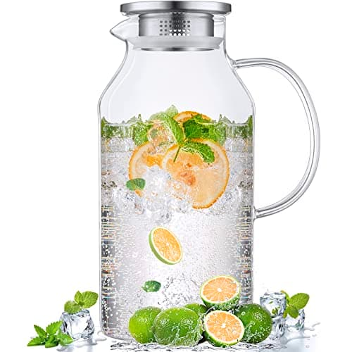 Bivvclaz 2 Liter Glass Pitcher with Lid and Handle