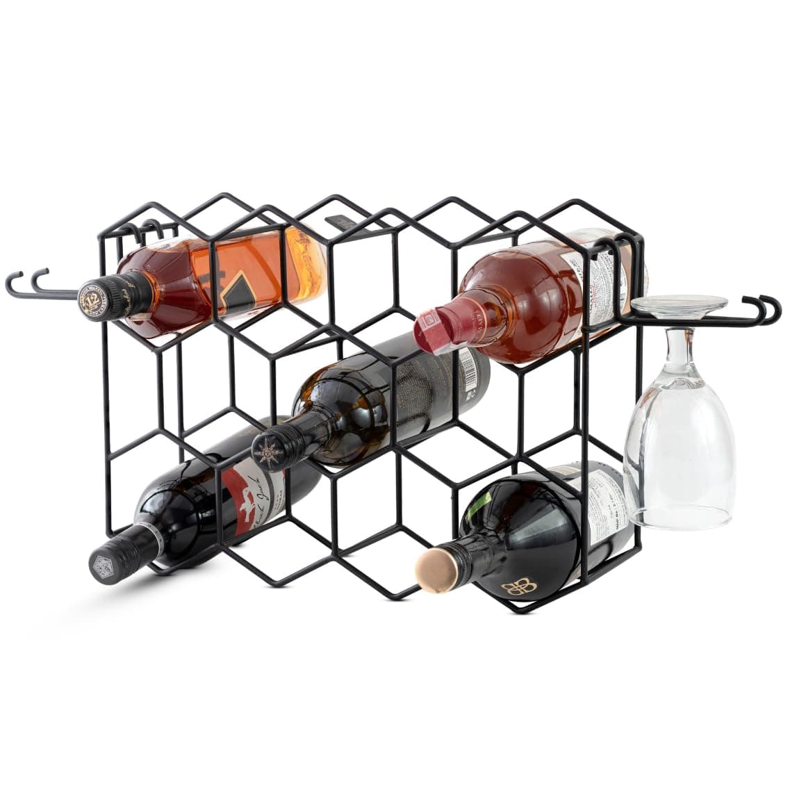 Melvvi 3-Tier Countertop Wine Rack 14 Bottle Black Metal