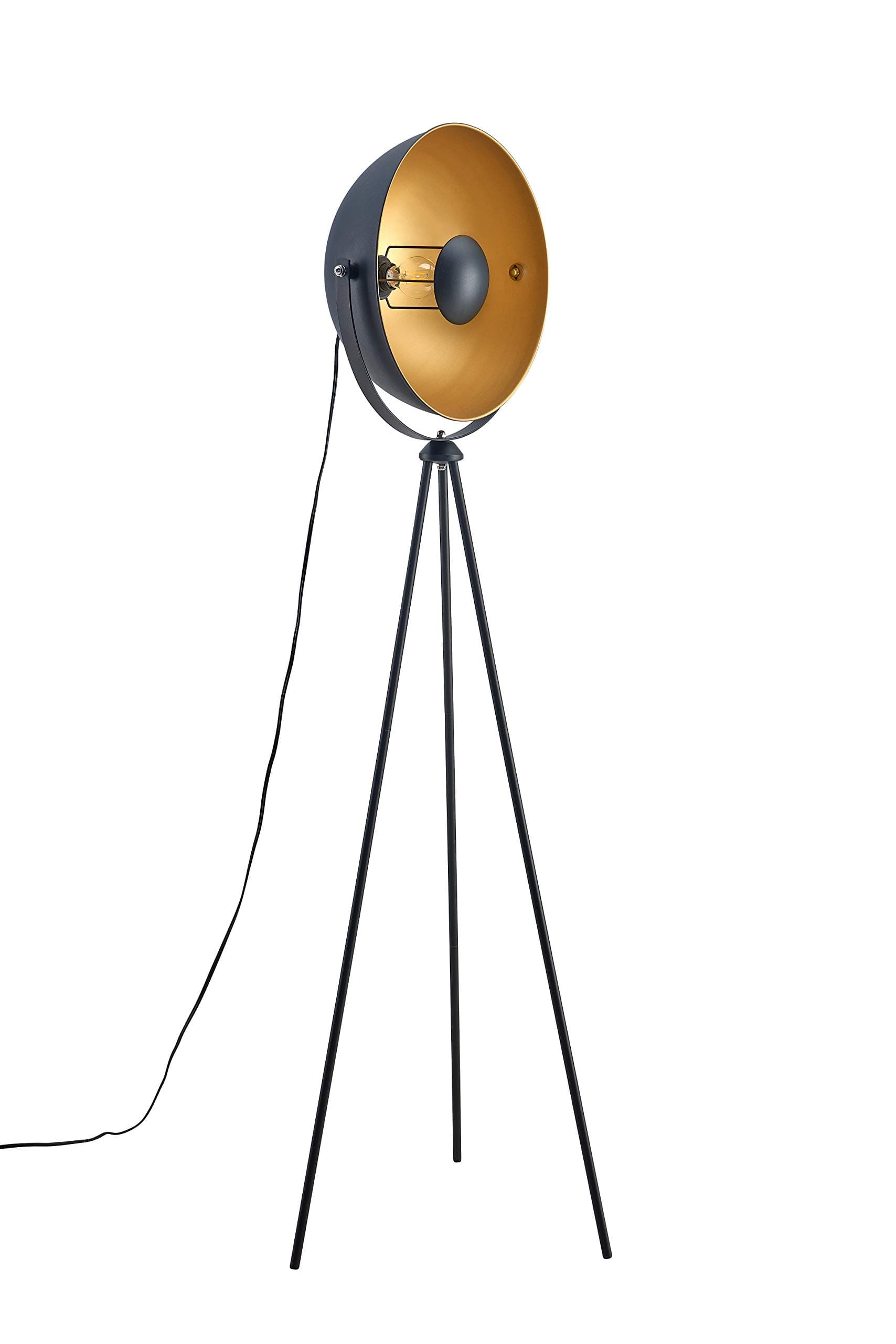 Black Metal Tripod Floor Lamp with Drum Shade