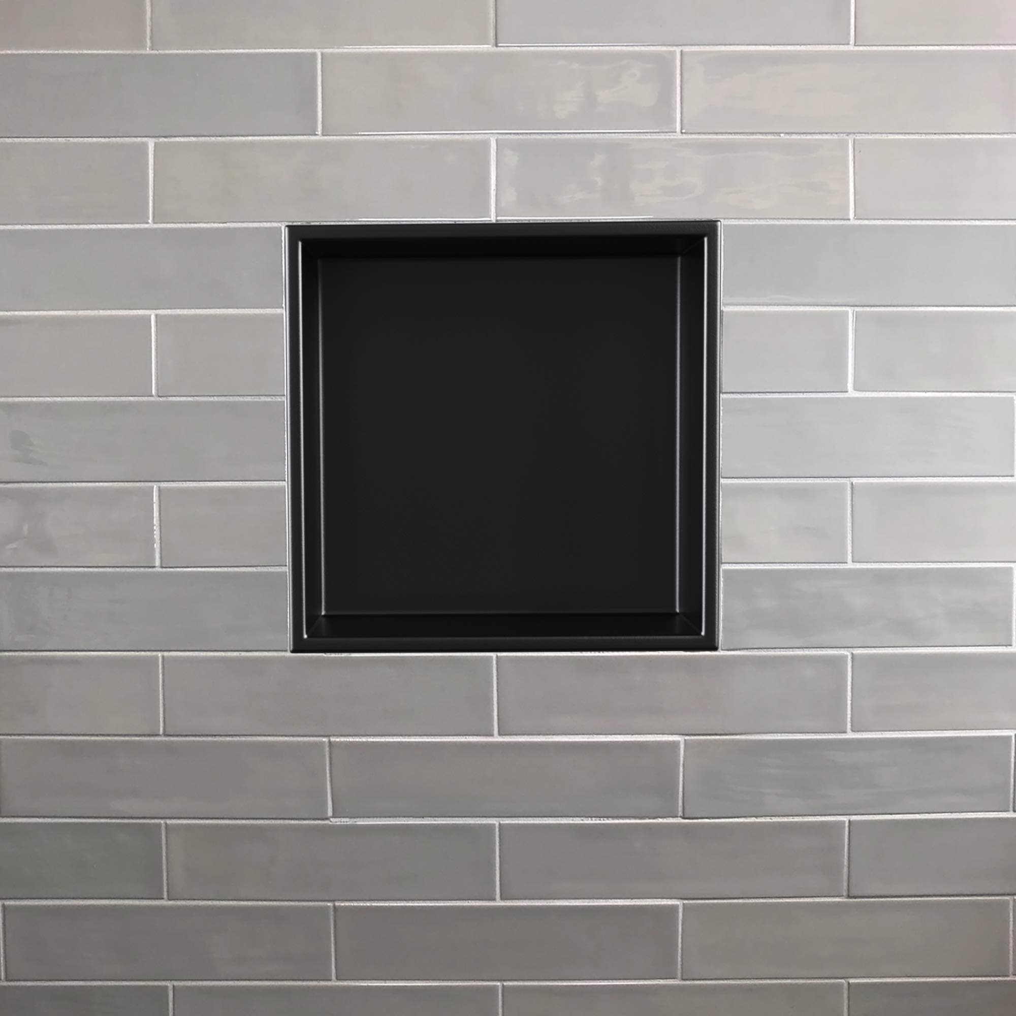 Recessed Shower Niche 24x12 Powder Coat Black - No Tile Needed