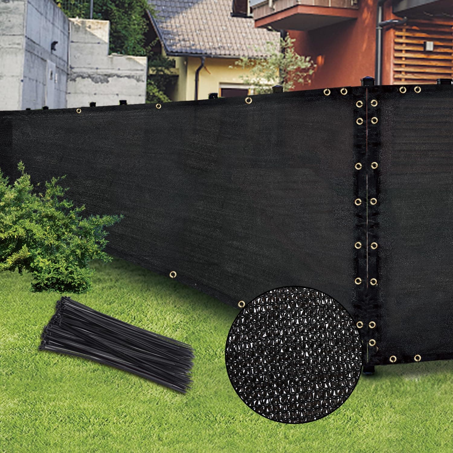 6 x 50 ft Black Privacy Screen Fence Heavy Duty Fencing Mesh