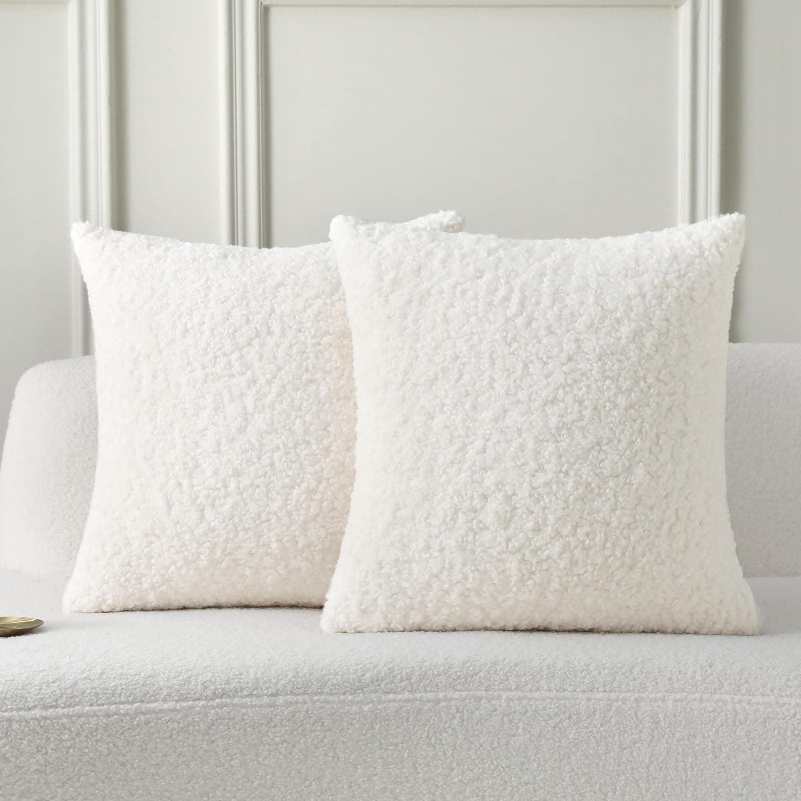 LZYGK Cream Beige Boucle Throw Pillow Covers 18x18 Set of 2