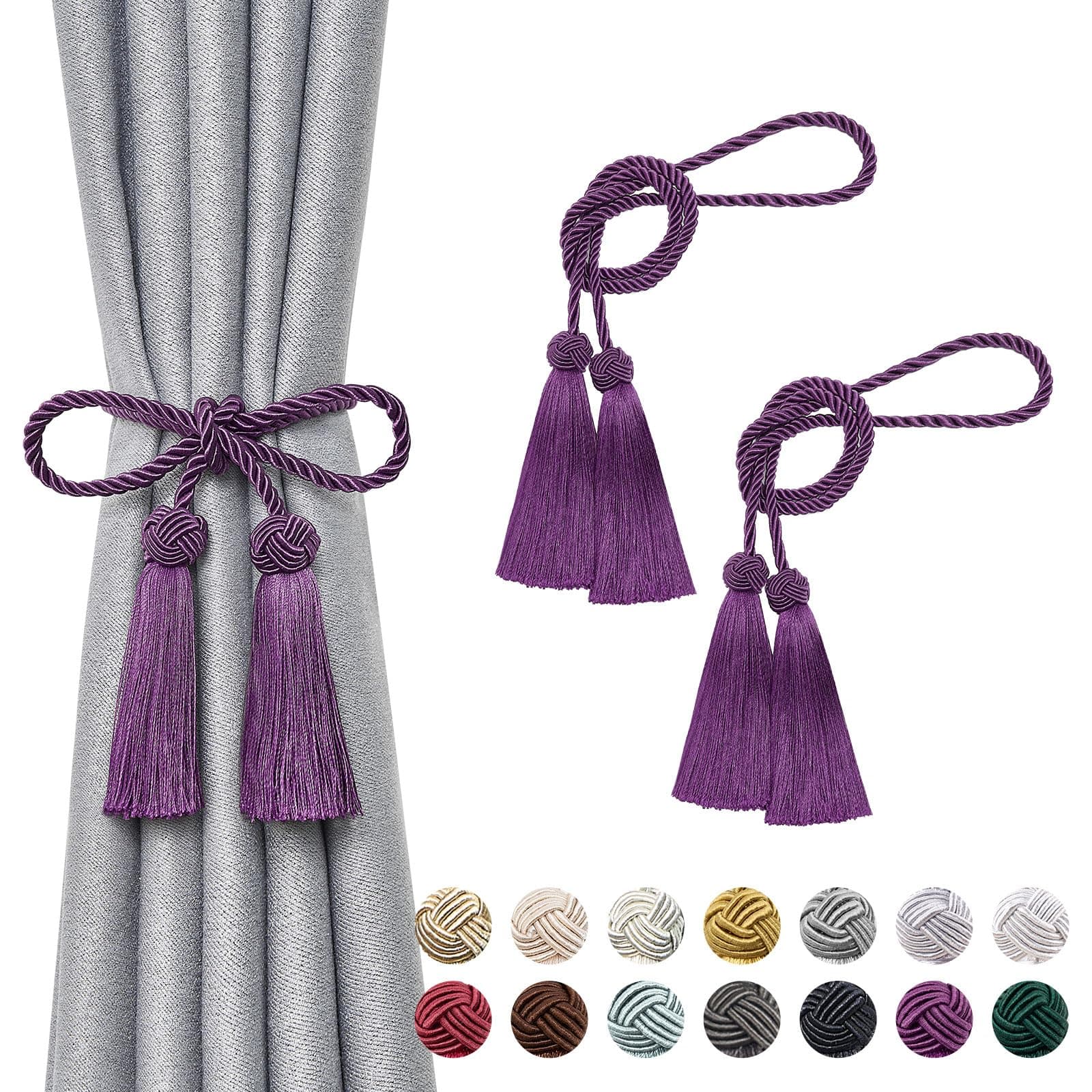 Braided Double-Ball Curtain Tieback Set