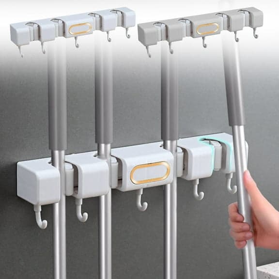Wall-Mounted Broom and Mop Holder