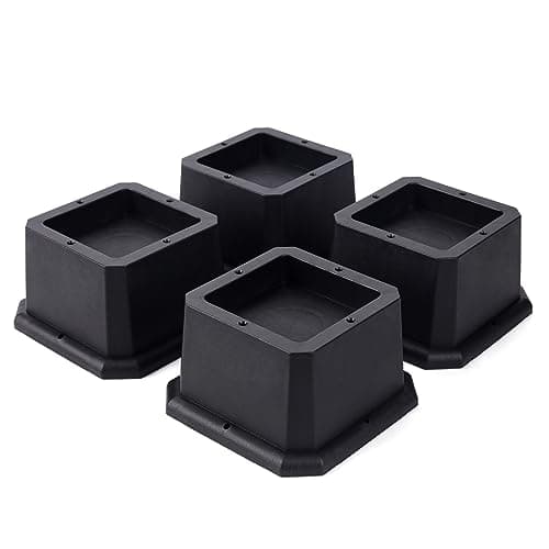 BTSD-home Adjustable Bed Risers, 3 or 6 in., Black (4-Pack)
