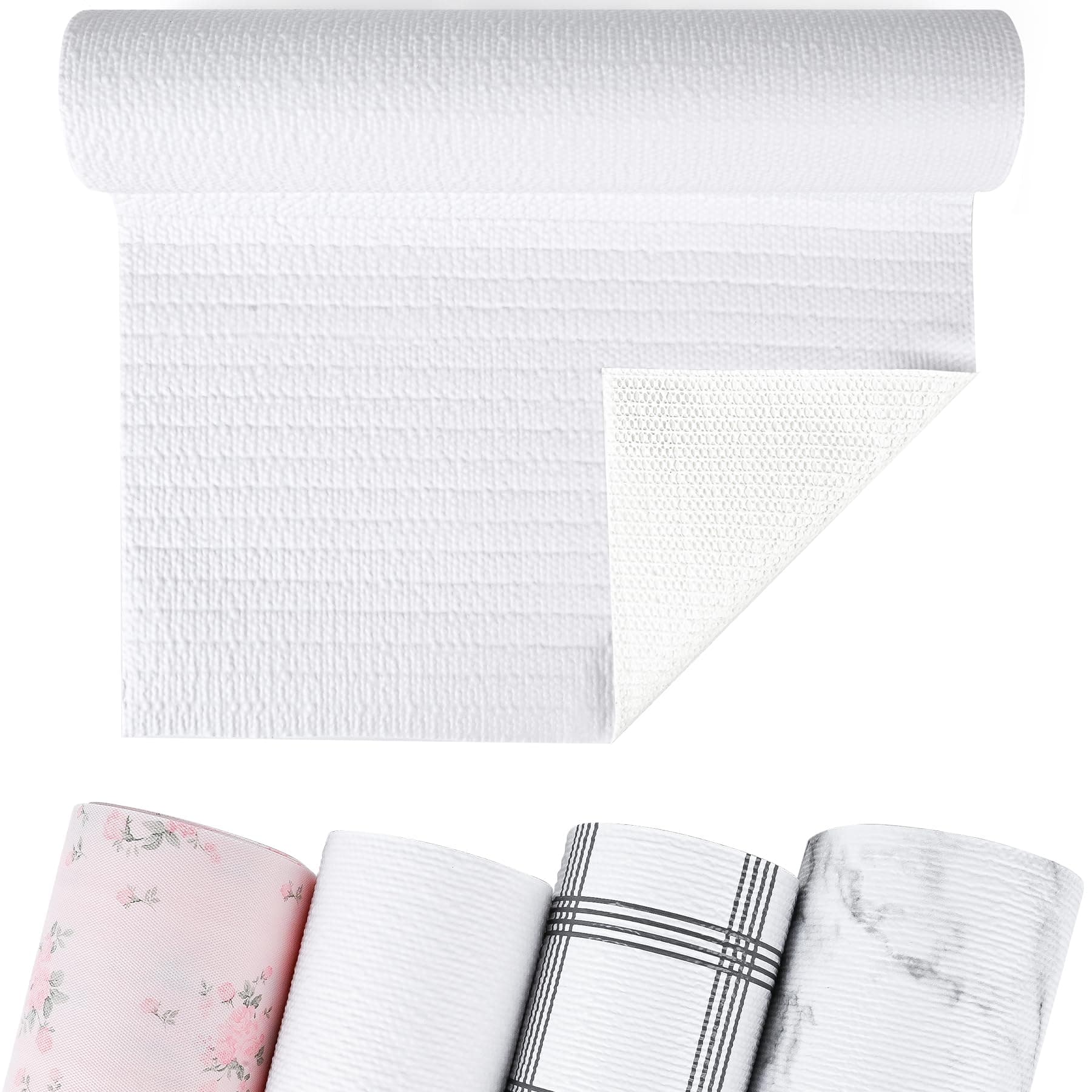 Builimeer Non-Adhesive Shelf Liner White 12 in. x 10 Feet