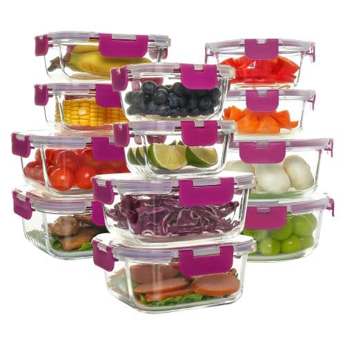 C CREST 12-Pack Borosilicate Glass Meal Prep Containers