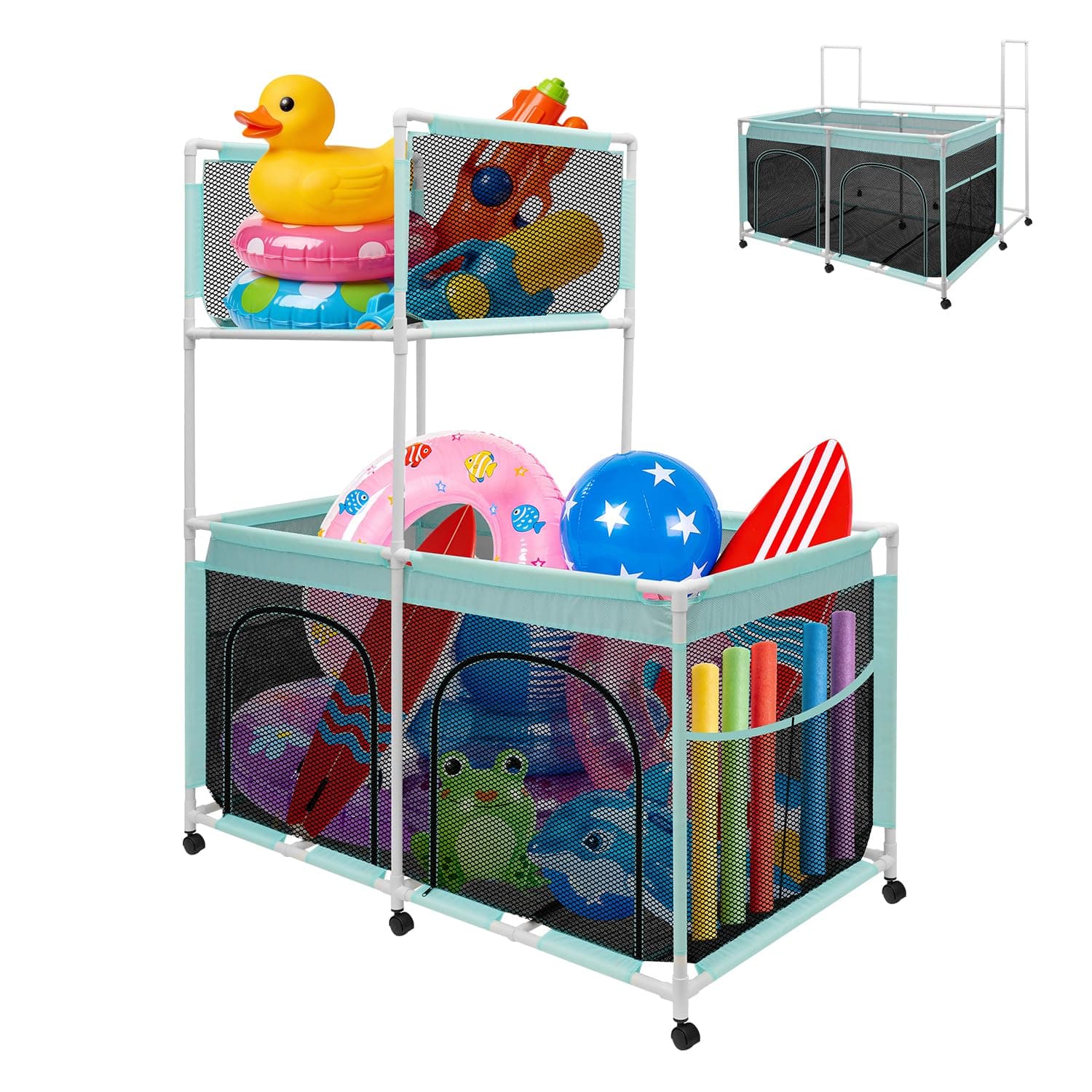 Calanofin Pool Float Storage Organizer, 2-in-1 Large Outdoor Pool