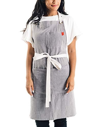 Caldo Linen Cross-Back Kitchen Apron