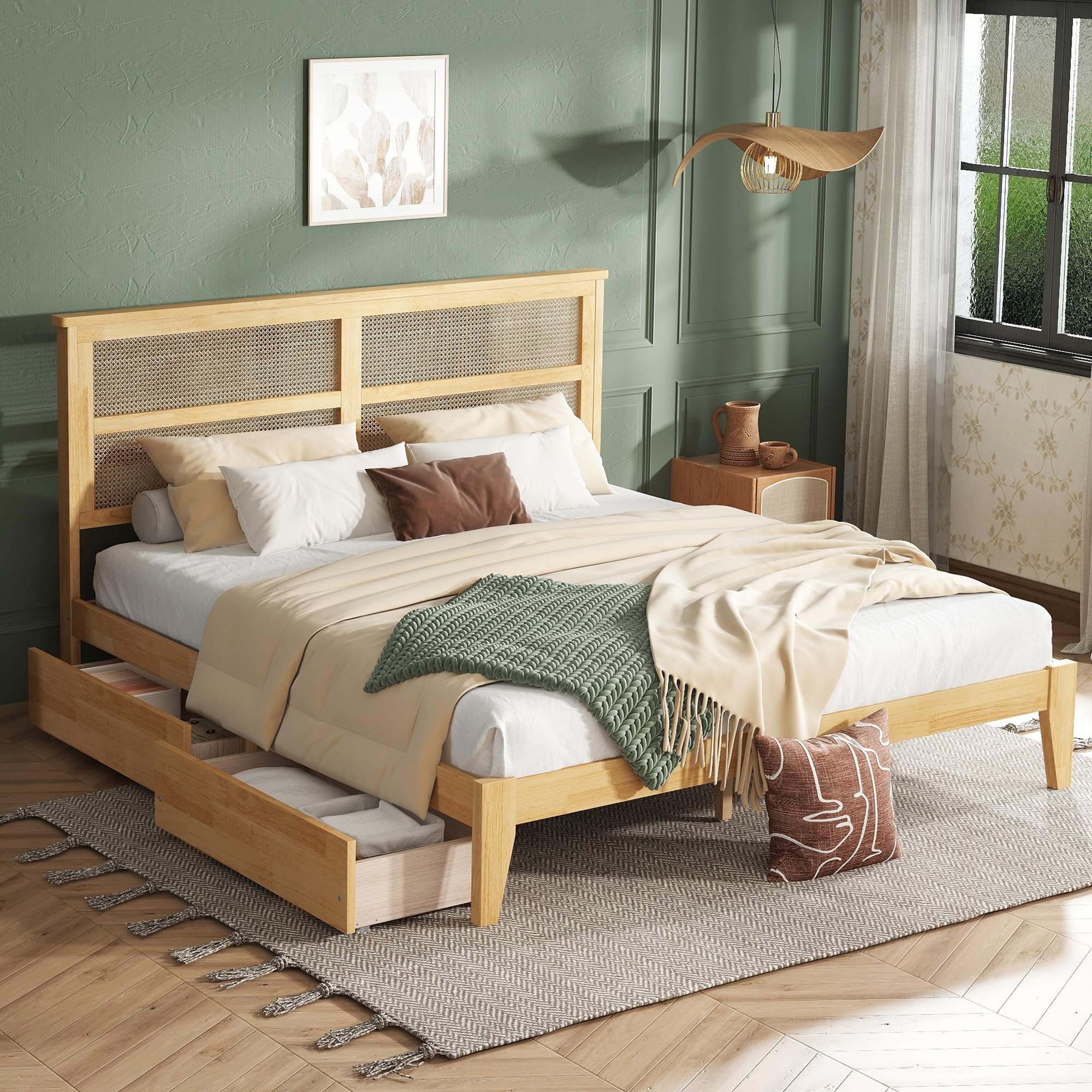 Cane Headboard King Size Rattan