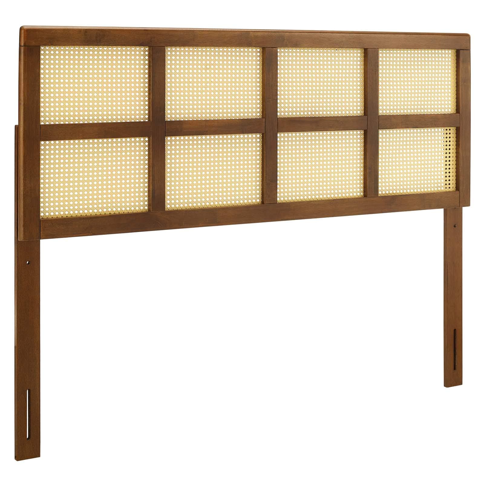 Woven Rattan Headboard Natural Curved