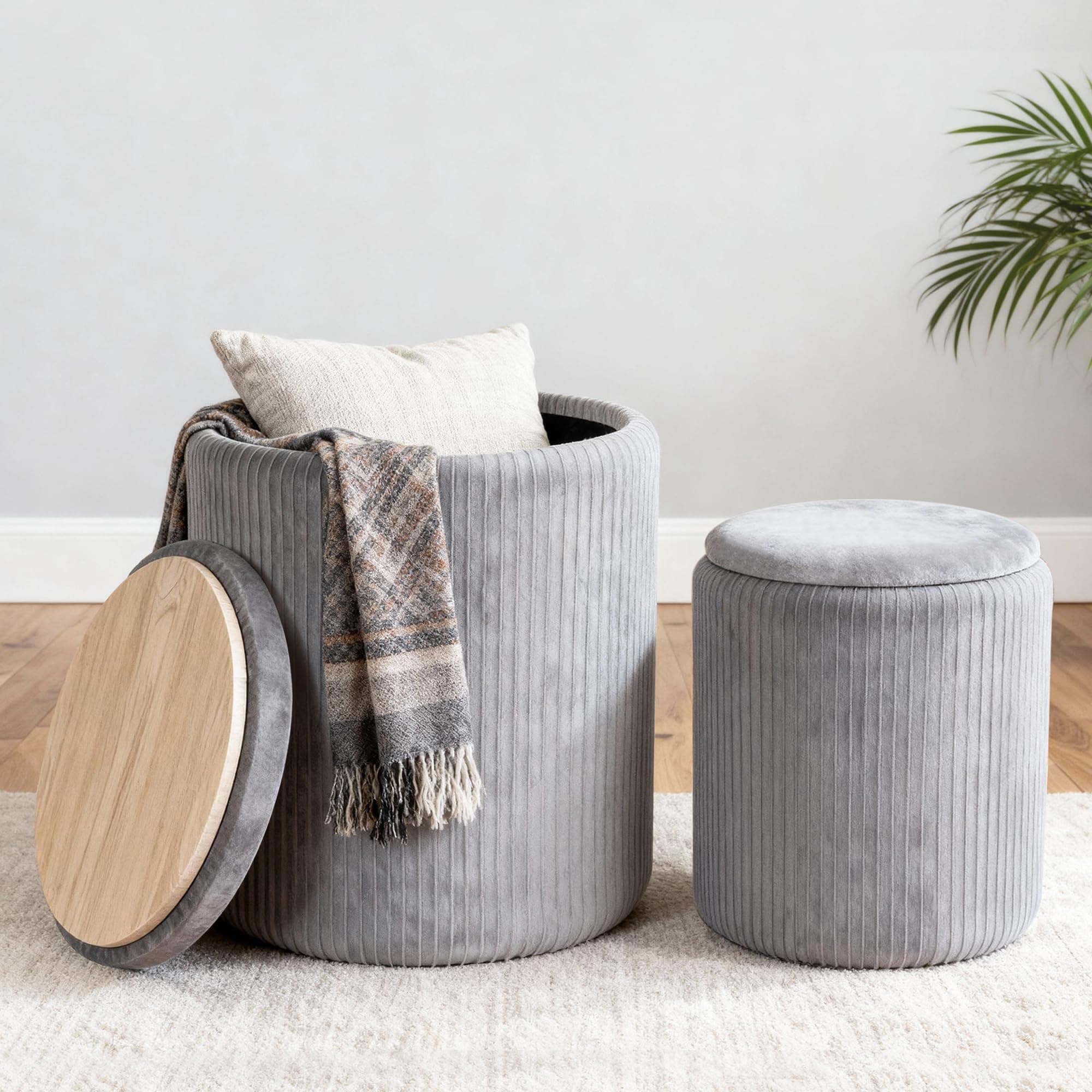 CAROLMADE Velvet Storage Ottoman with Metal Legs