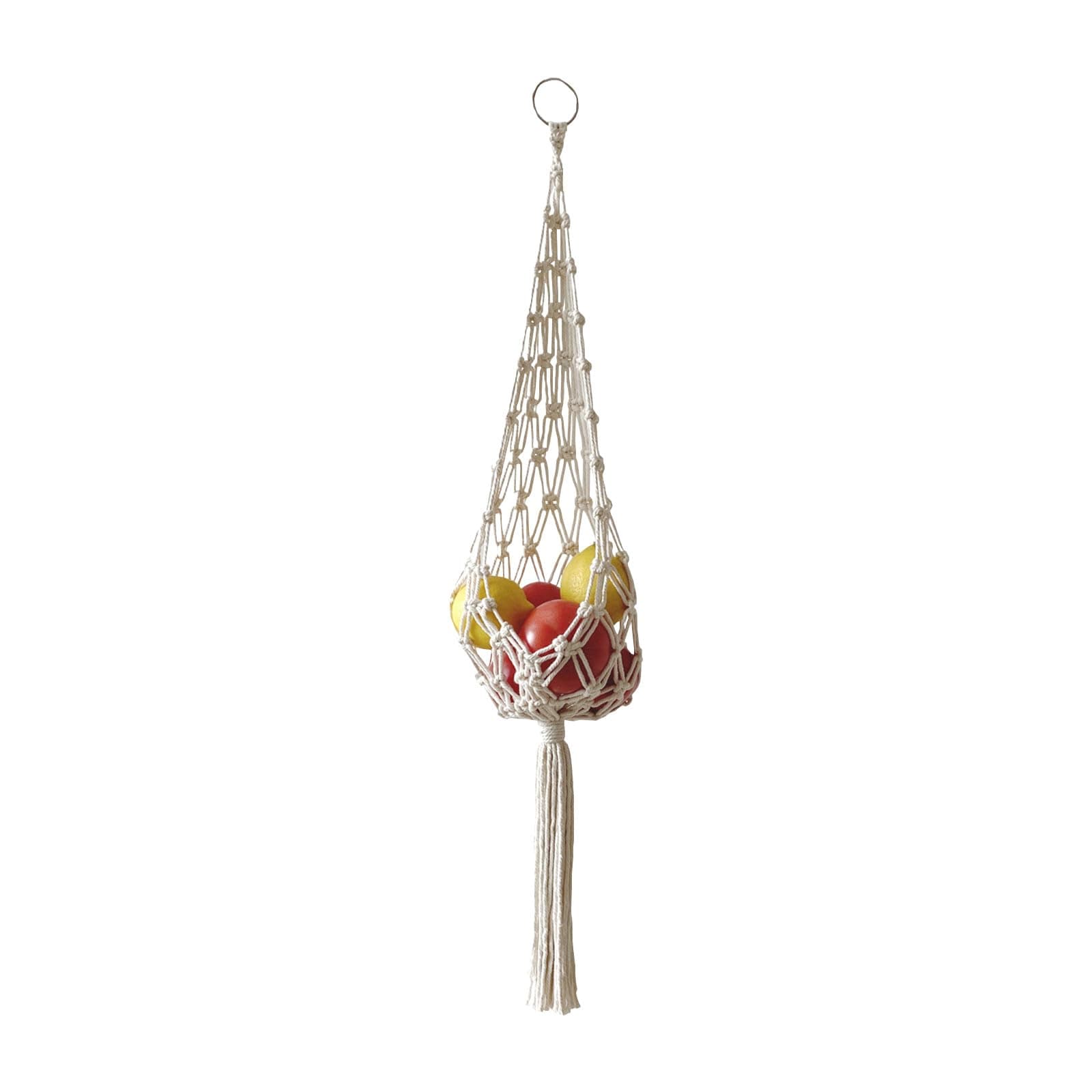 Macrame Hanging Produce Basket Handwoven Decor