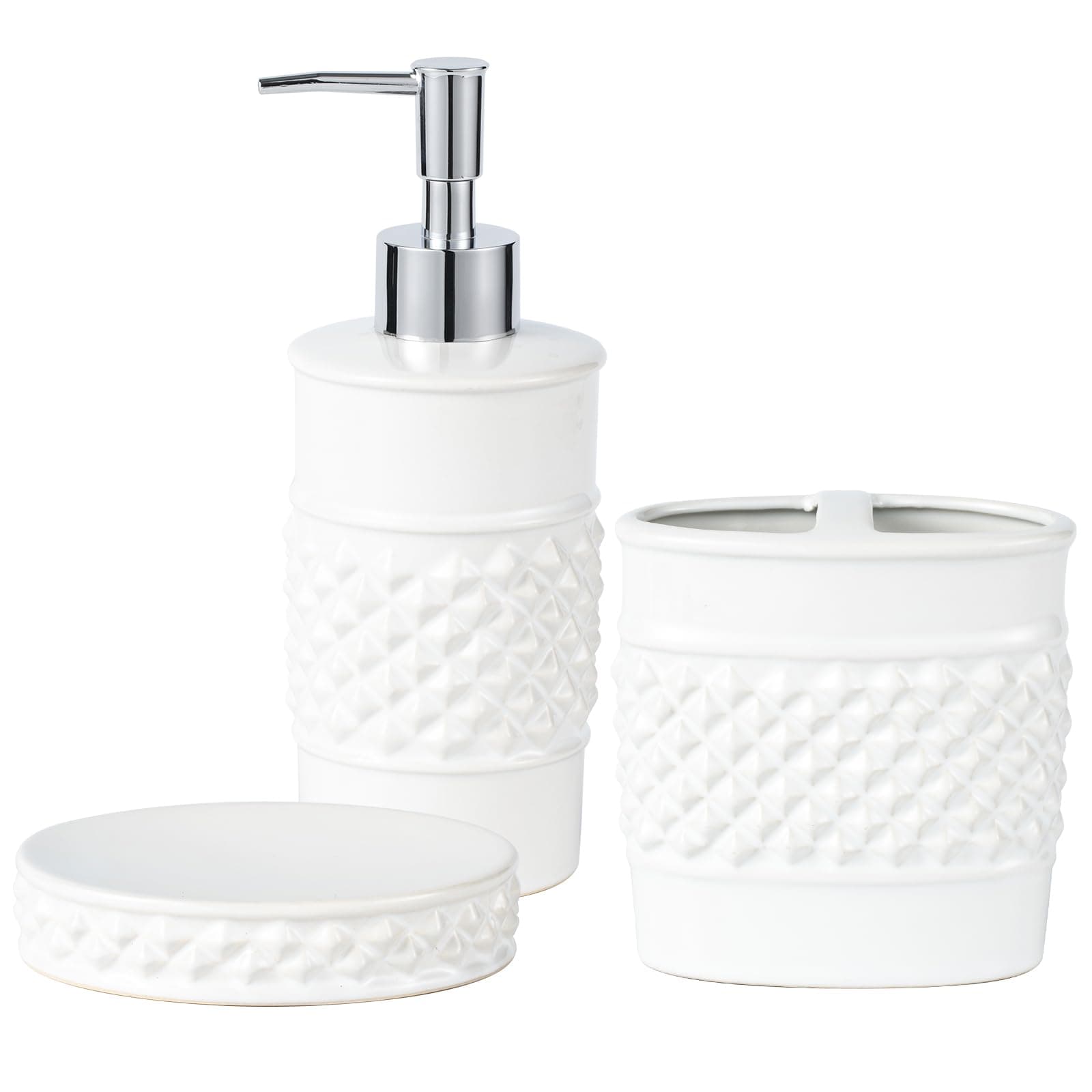 Ceramic Bathroom Set Toothbrush Holder + Soap