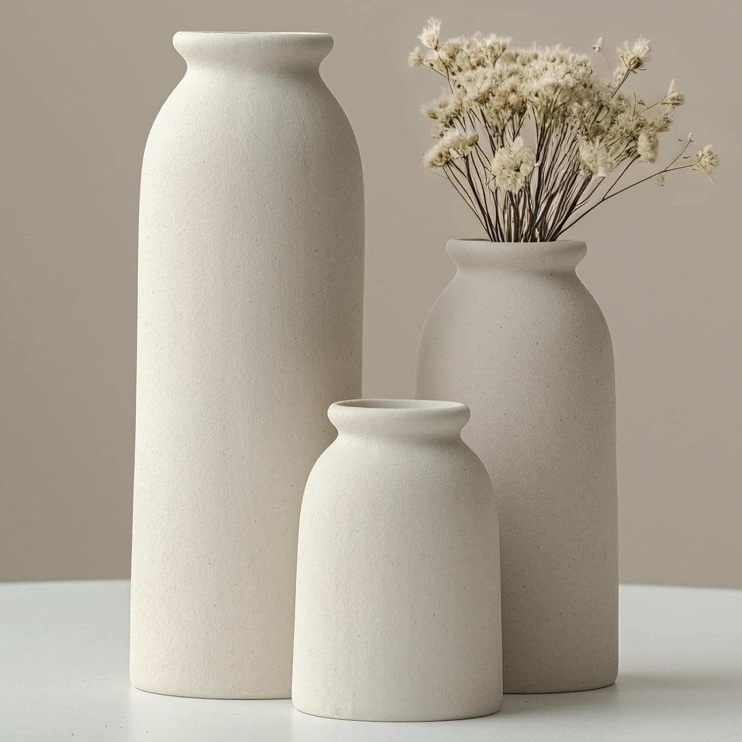 Organic Shape Ceramic Vase Set of 3