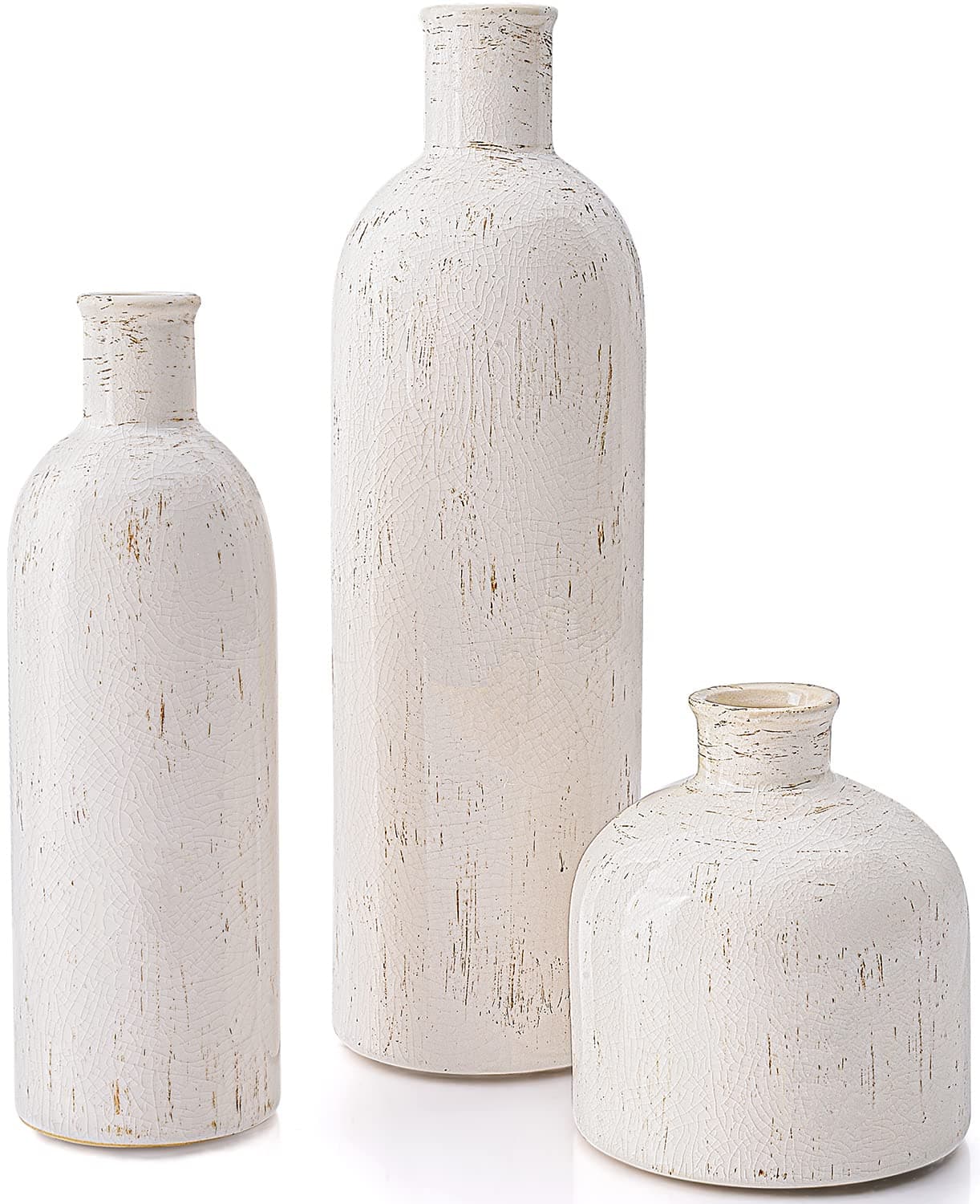 Ceramic Vases Farmhouse Decorative Set for Mantel