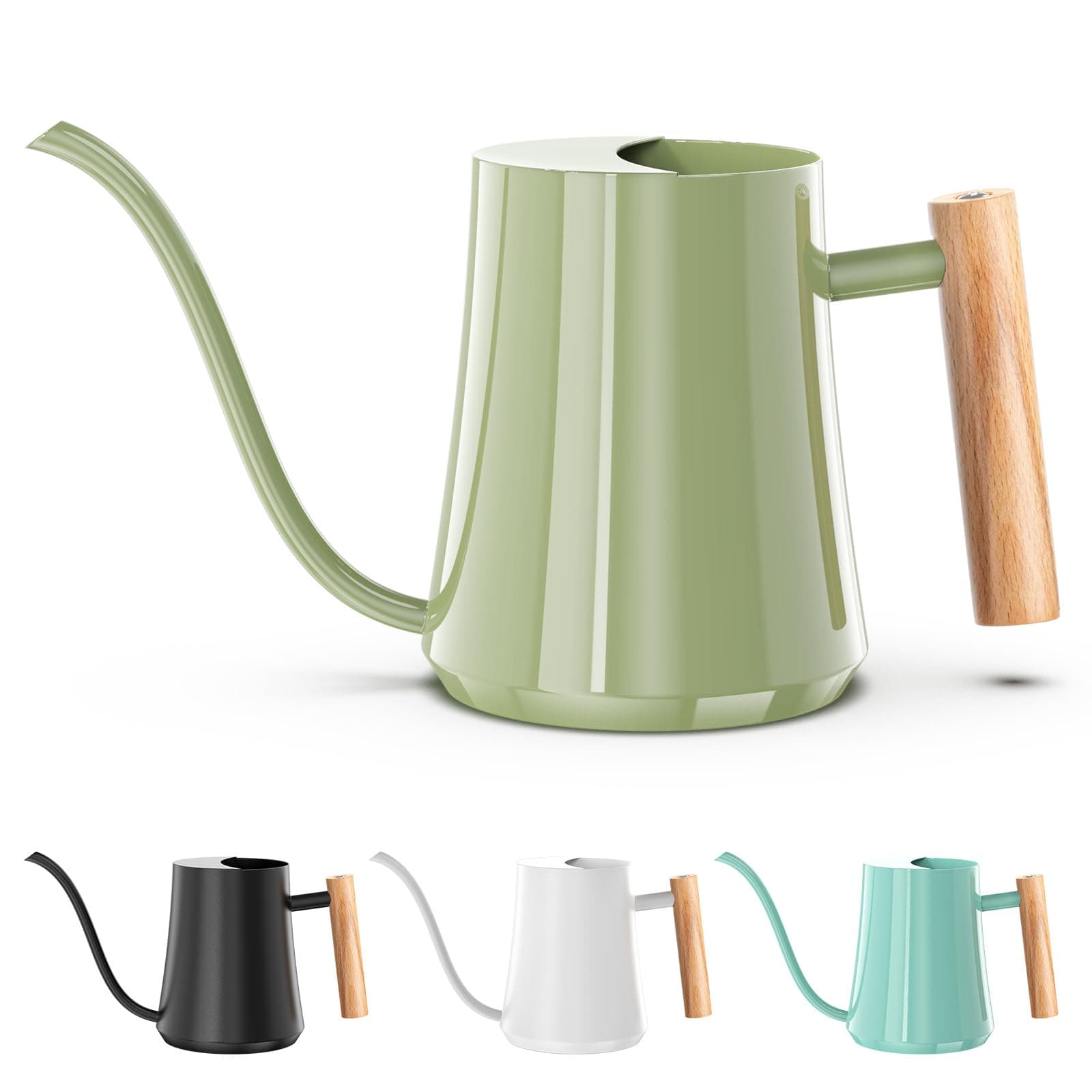 CEWOR Sage Green Metal Watering Can 35 oz Long Spout