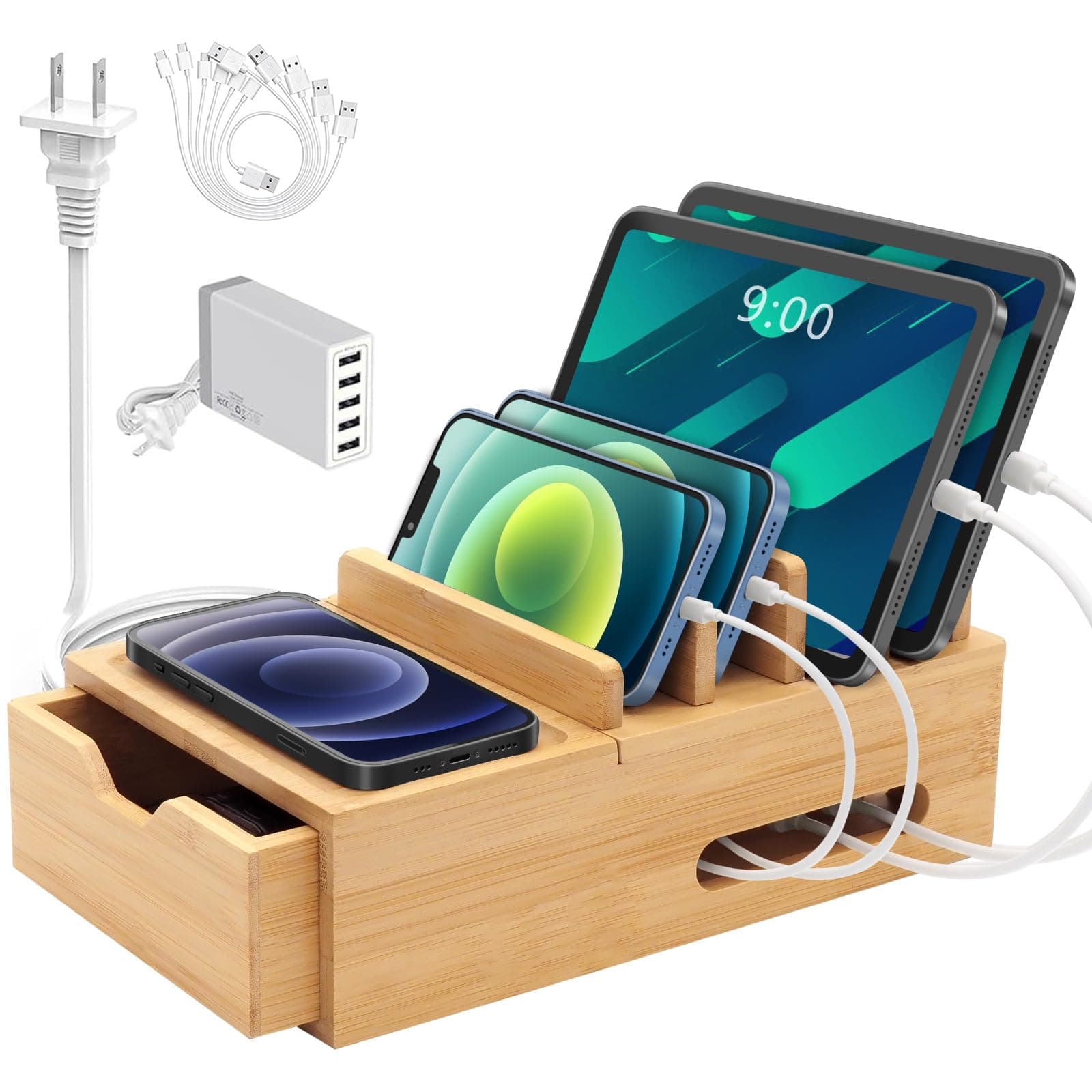 Charging Station with Drawer and Cable Management