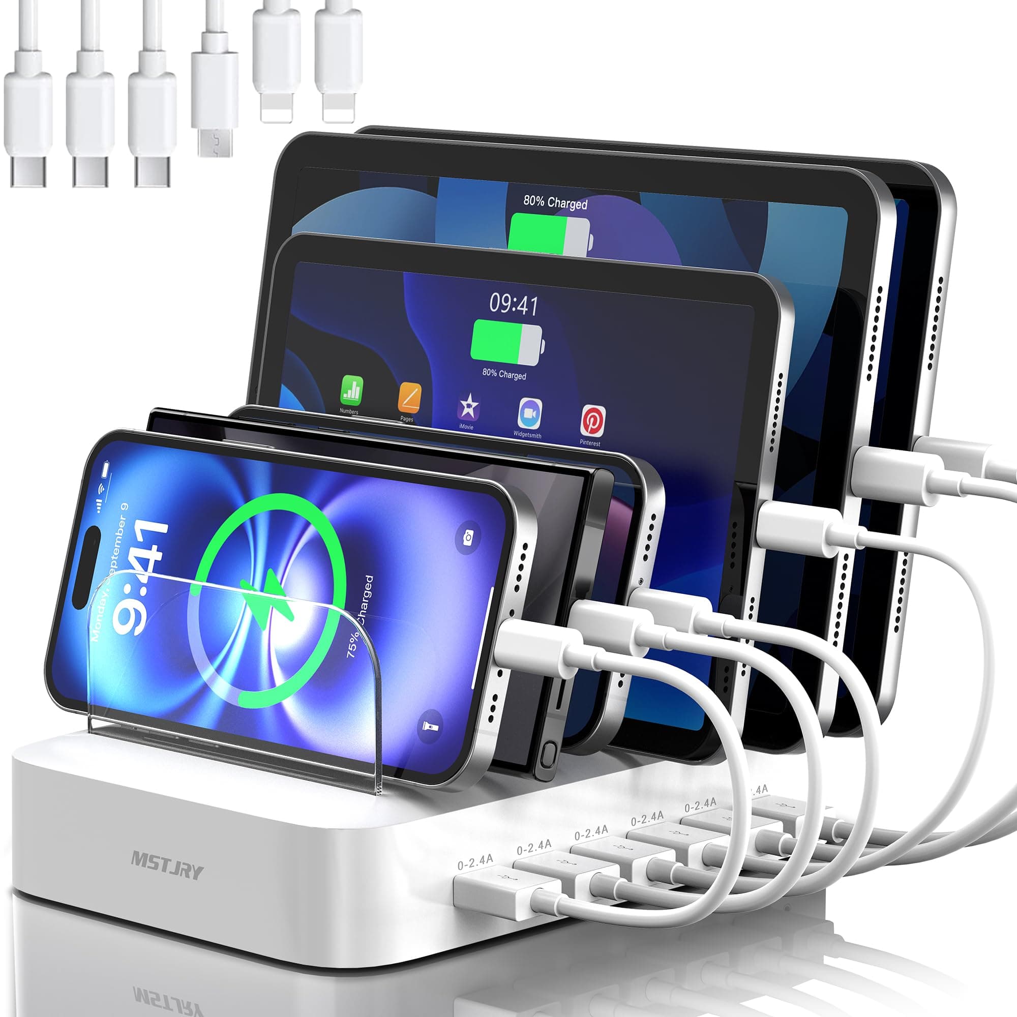 5-Device Desktop Charging Station with USB Ports