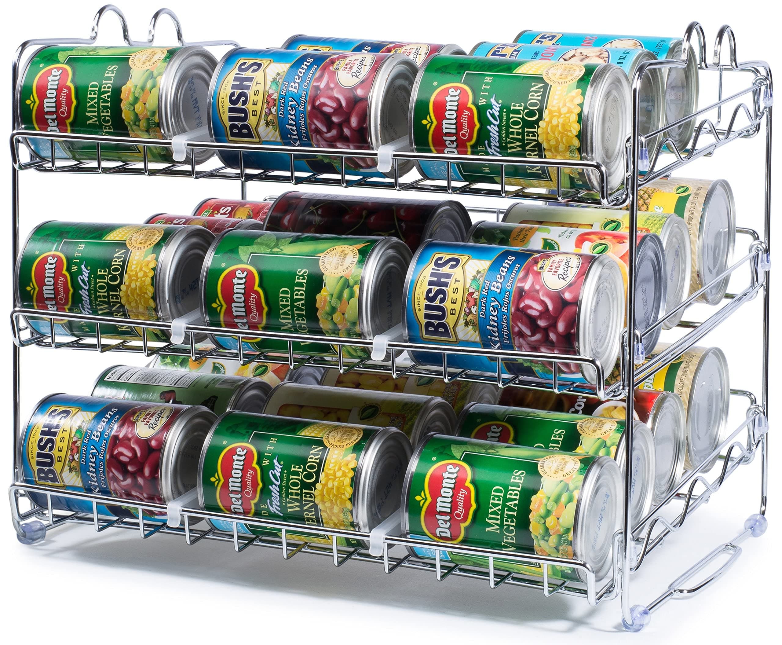 Che'mar Stackable Can Organizer, Chrome, Holds 36 Cans