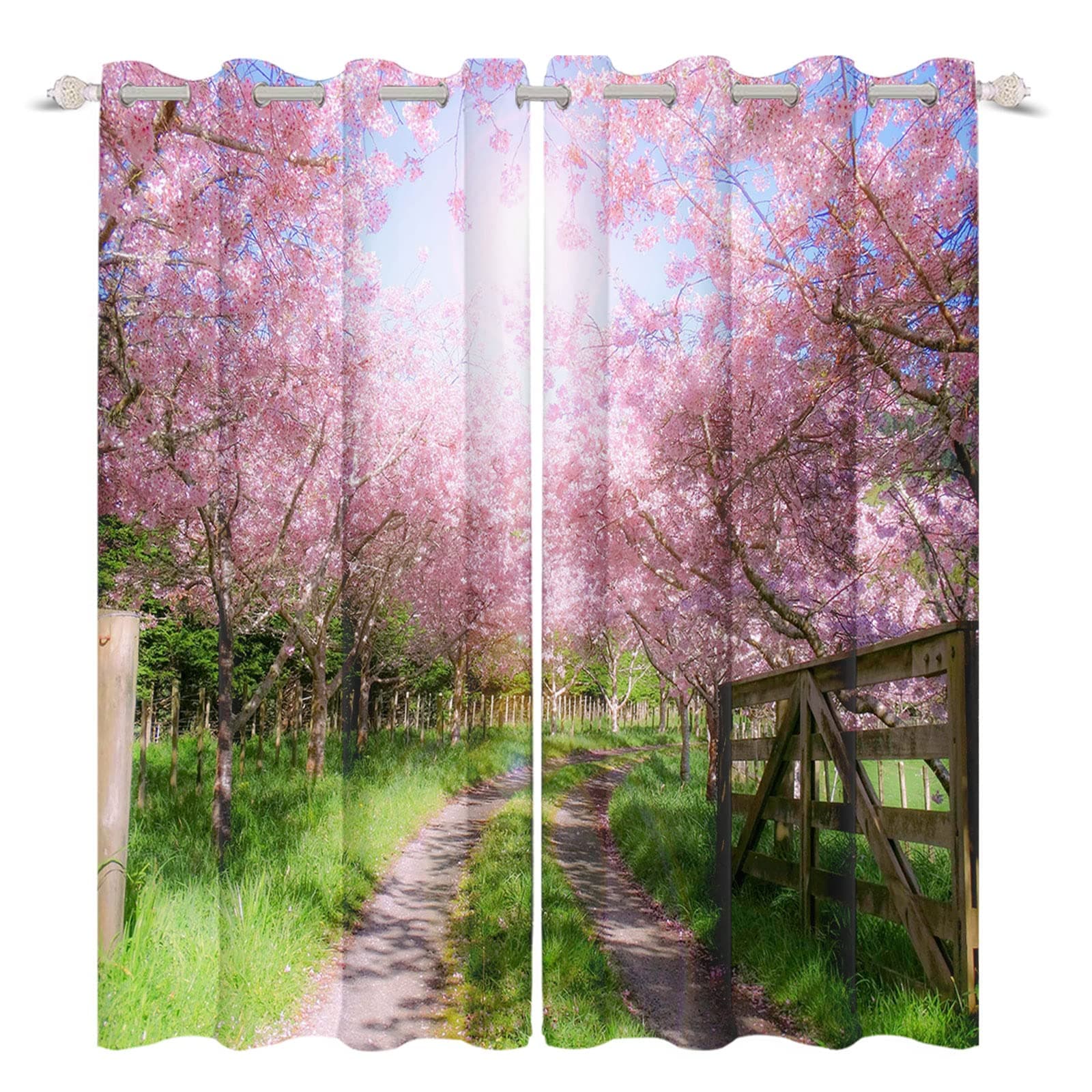 Cherry Blossom Blackout Curtains Spring Pink Floral