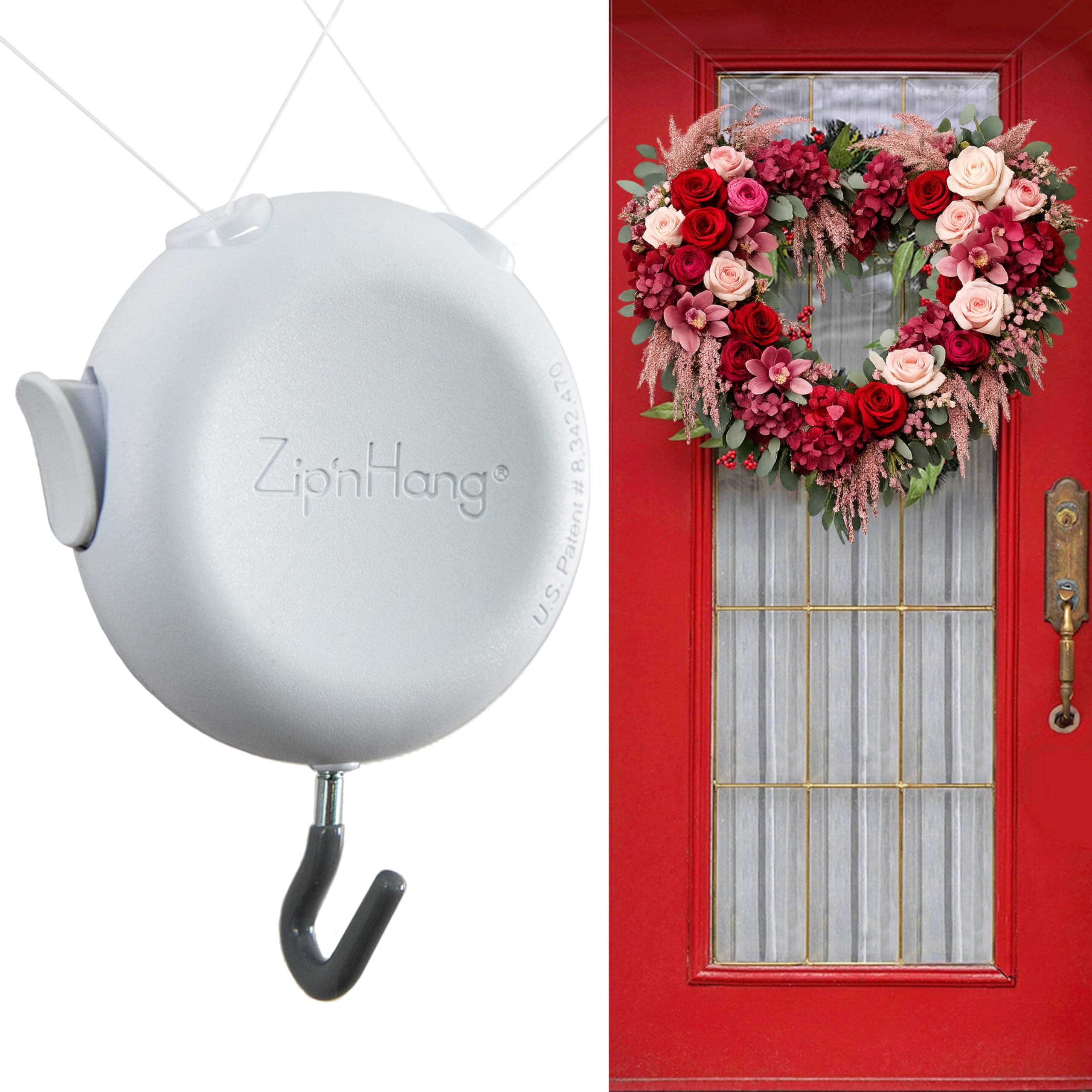 Clear Over-the-Door Wreath Hooks, 2-Pack Non-Scratch