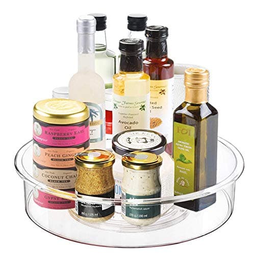Clear Spinning Lazy Susan Cabinet Organizer 12-Inch with Handles