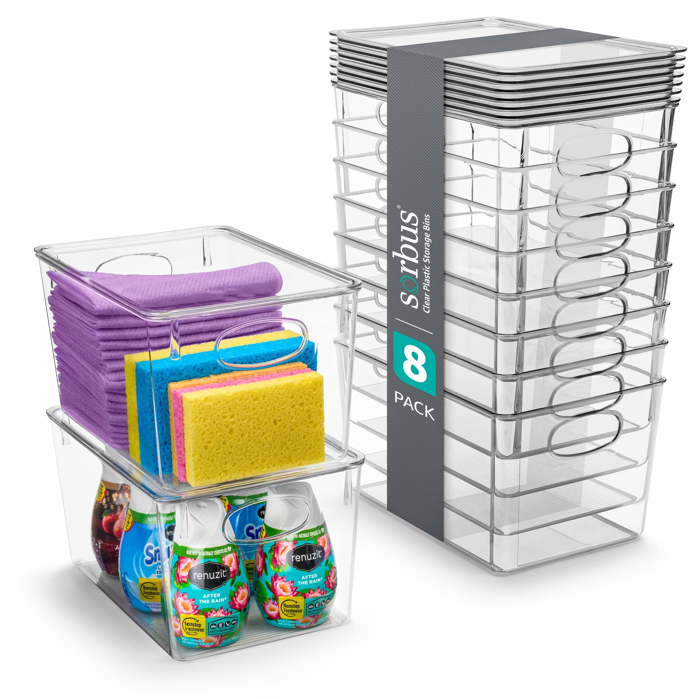 Clear Stackable Storage Bins with Lids (Set of 6)