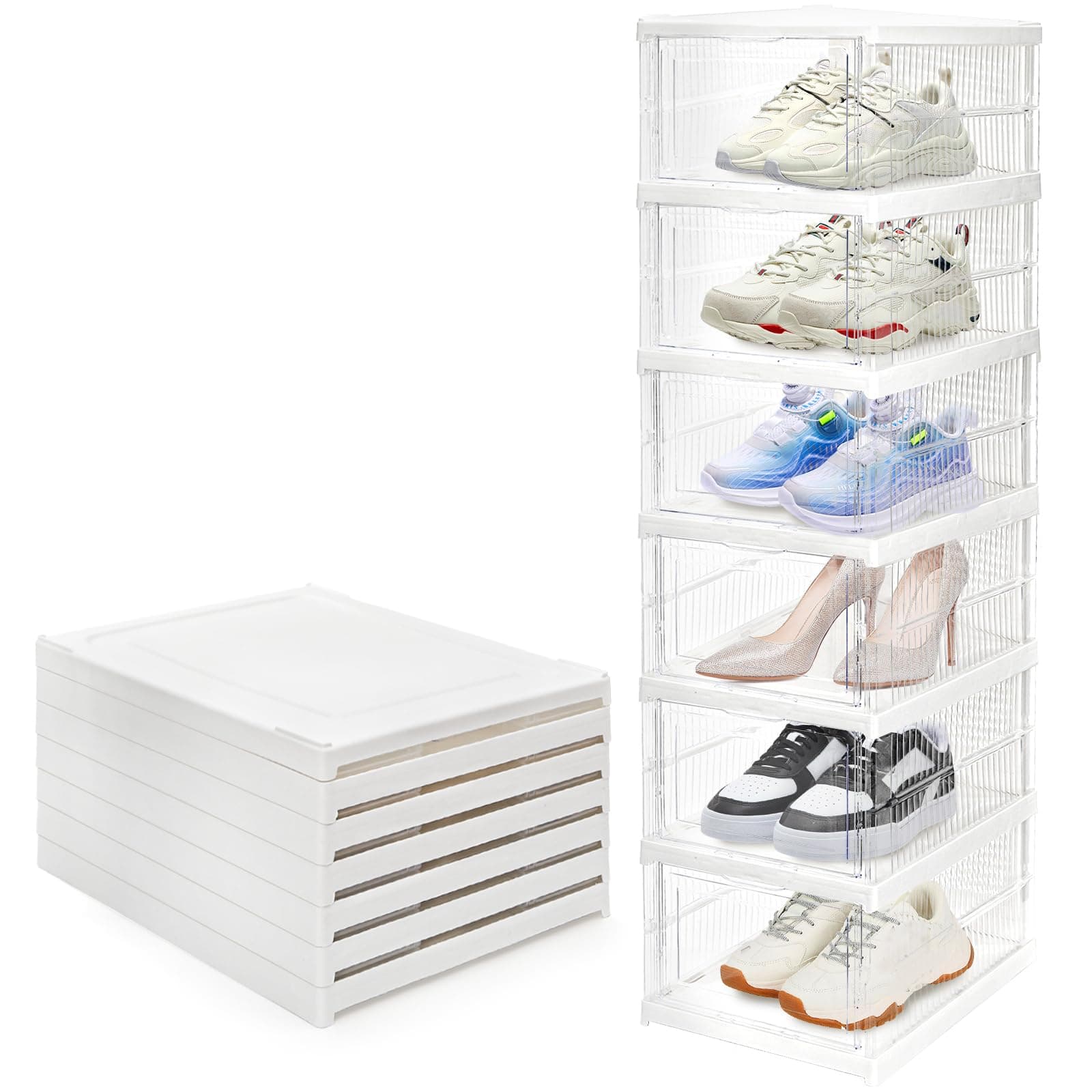 Clear Stackable Shoe Boxes 12-Pack