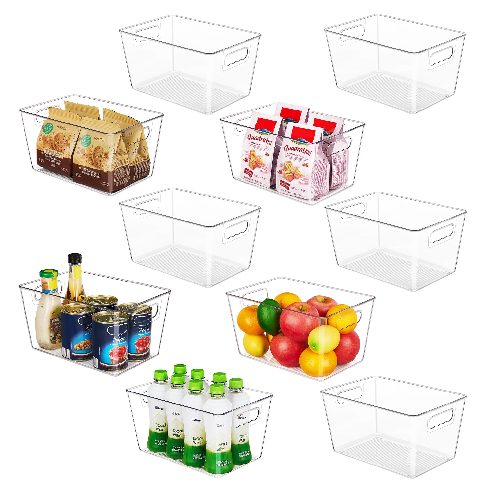 Clear Storage Bins with Handles Pantry