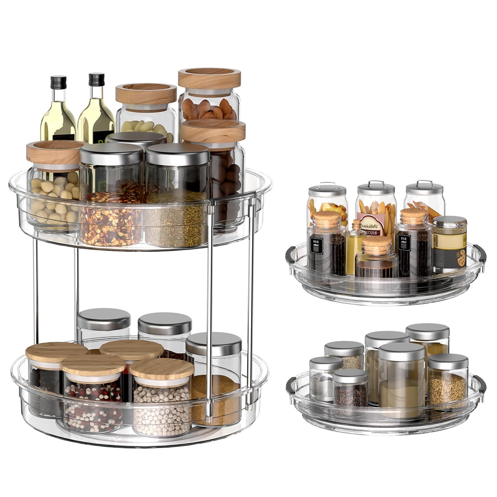 2-Tier Clear Acrylic Lazy Susan Turntable