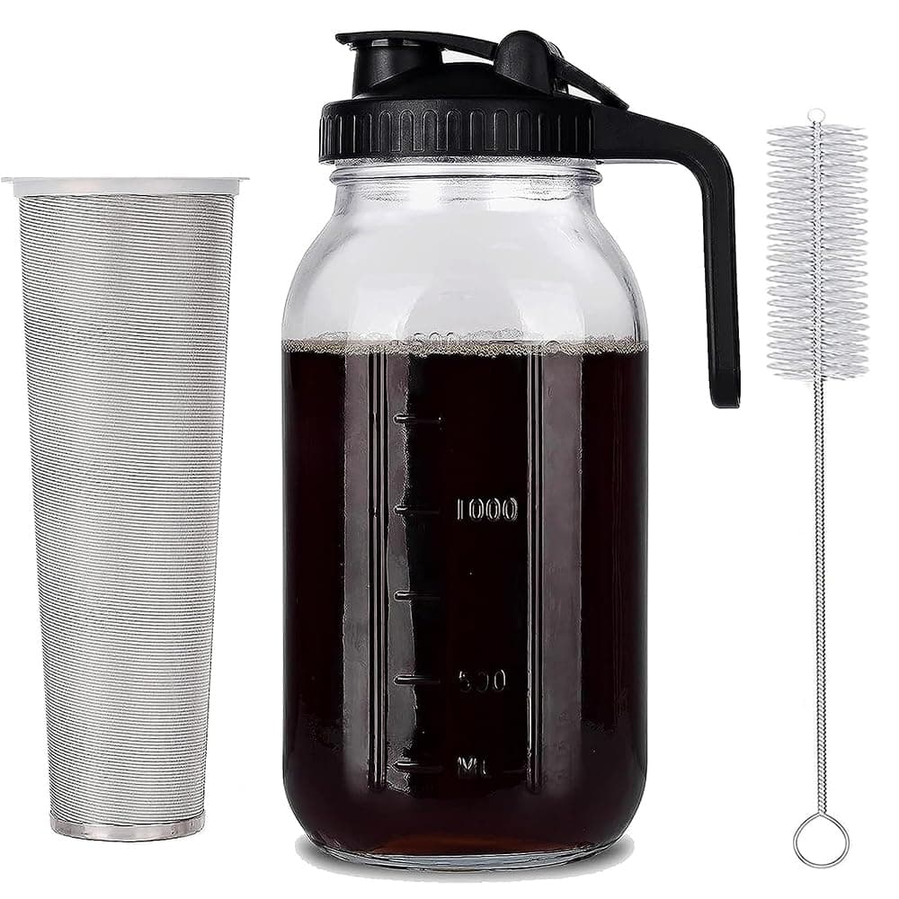 Cold Brew Mason Jar 64 oz with Filter