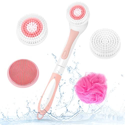 Color You Electric Bath Brush with Silicone Heads and Long Handle