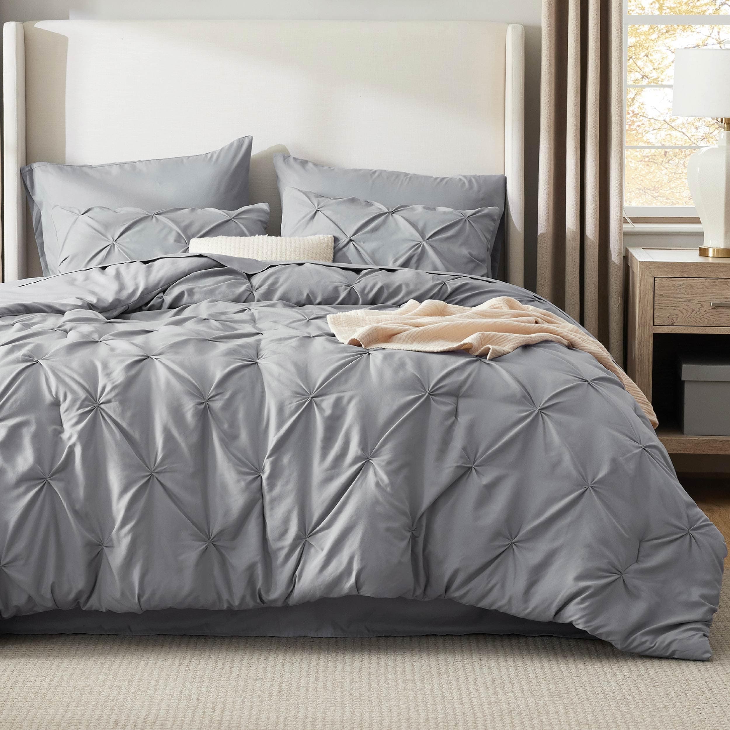 CozyDH Brown Faux Suede Comforter Set - 7 Piece