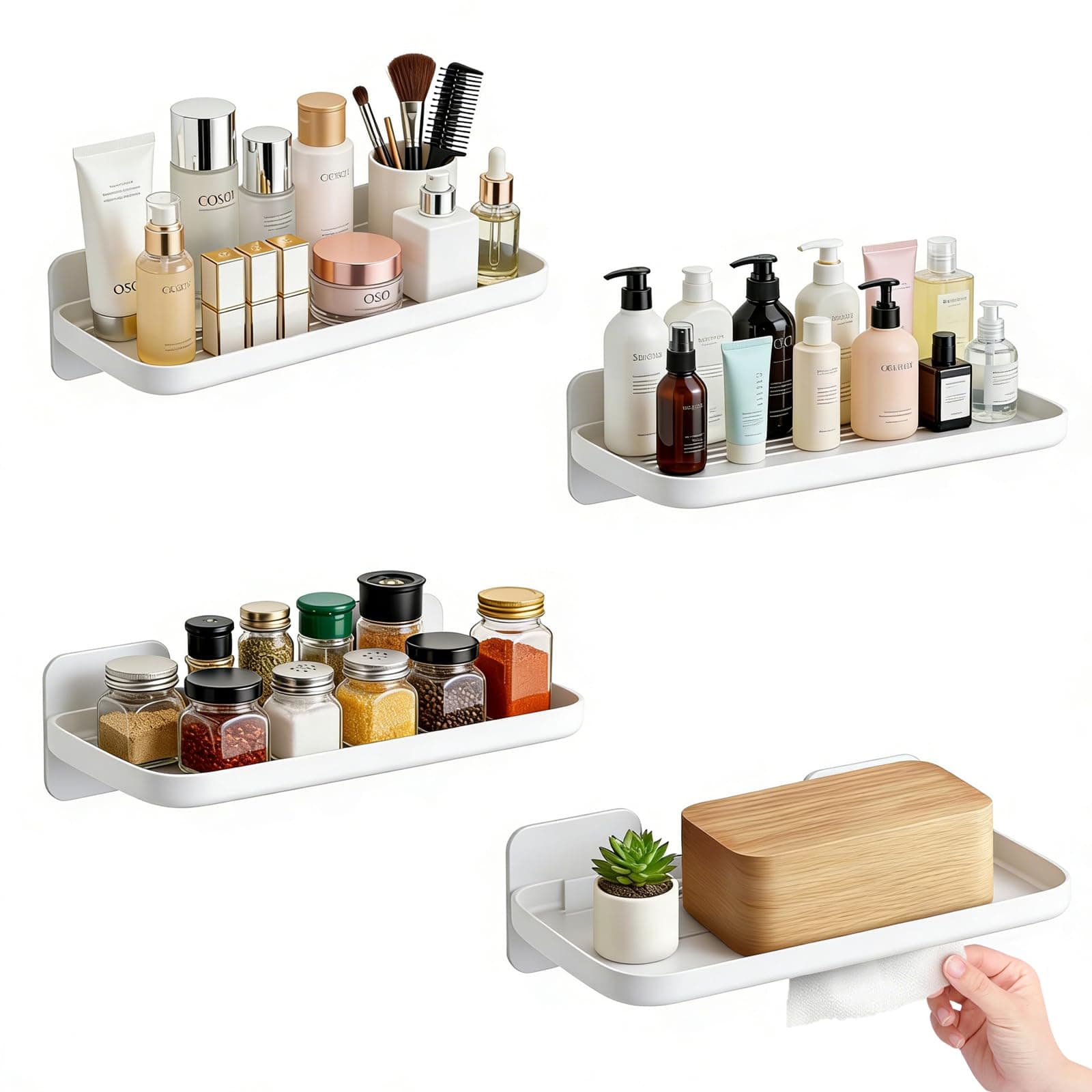 Adhesive Floating Shelf with Metal Bracket