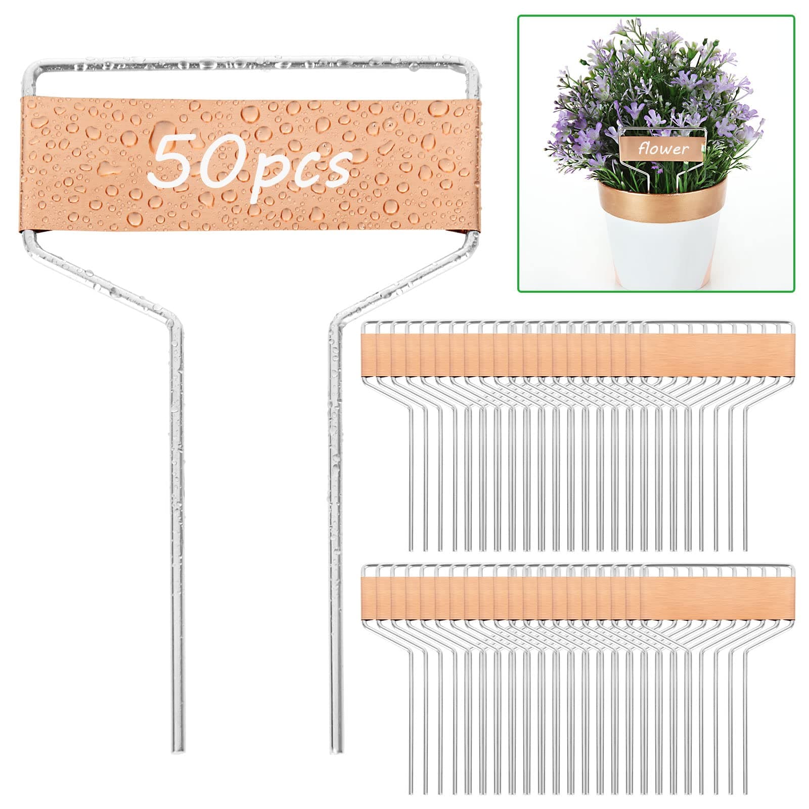 Kekilo Copper Plant Labels with Stakes Set of 25