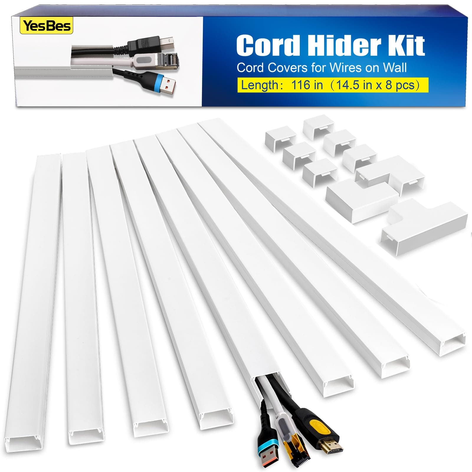 Cord Cover Raceway Kit White