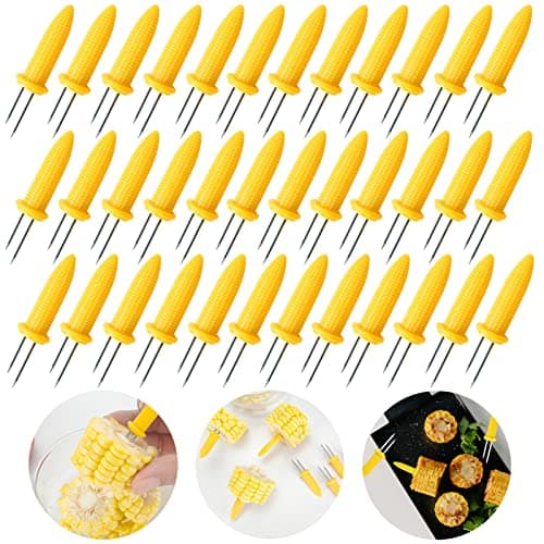 PEOUWNES Stainless Steel Corn Cob Skewers Set of 36