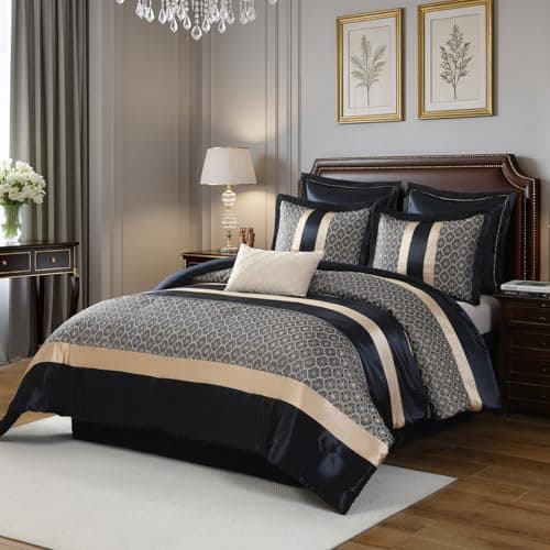 CozyDH Navy Blue Comforter Set Queen - 7 Piece