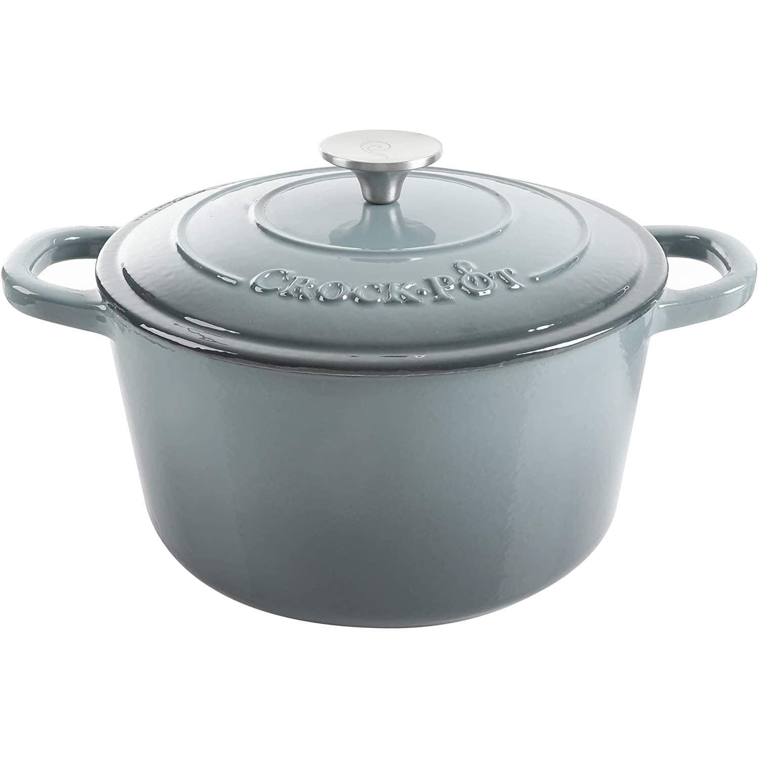 Crock-Pot Artisan 5 Qt. Round Enameled Cast Iron Dutch Oven, Slate Gray