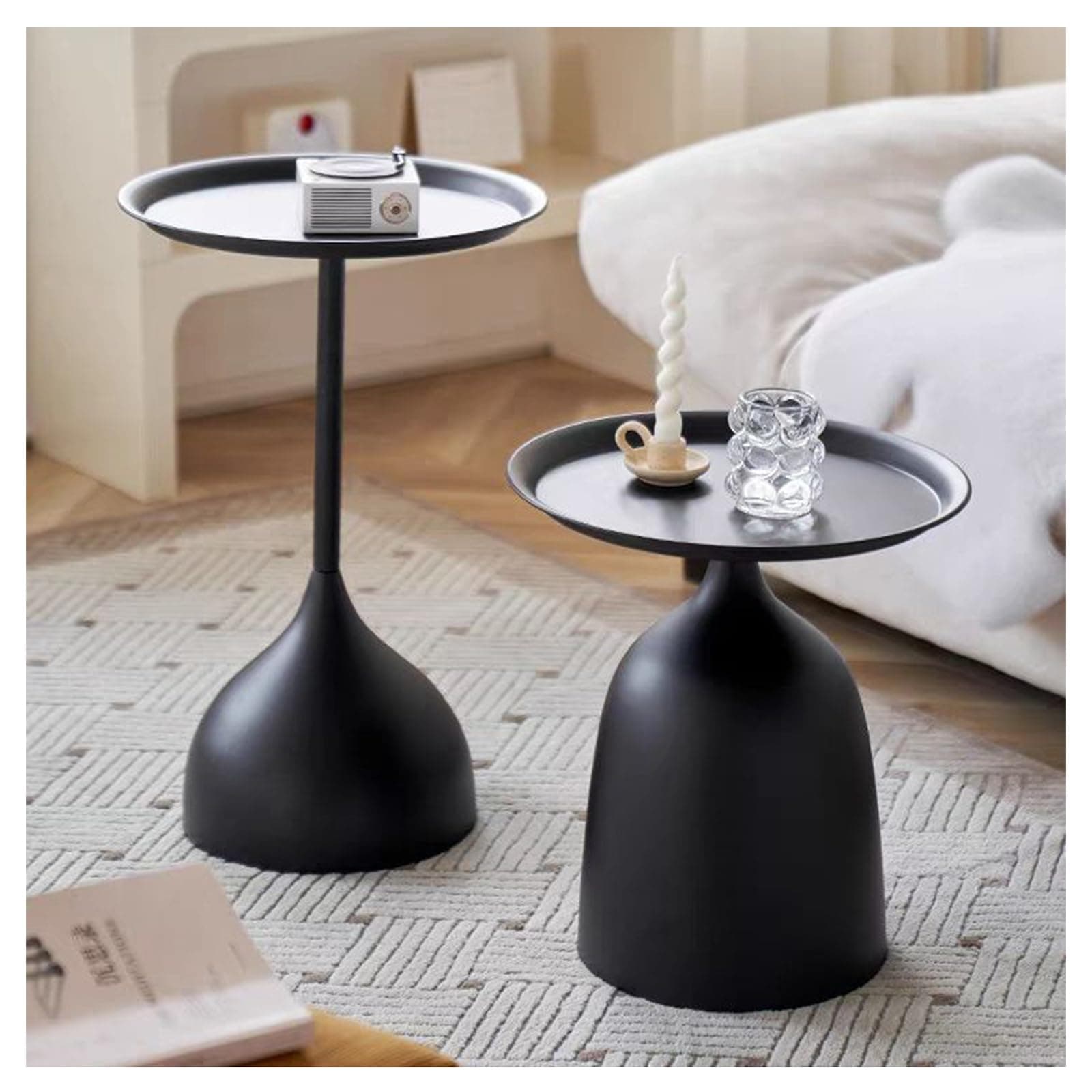 Modern Cylindrical Round Nesting Tables Set of 2