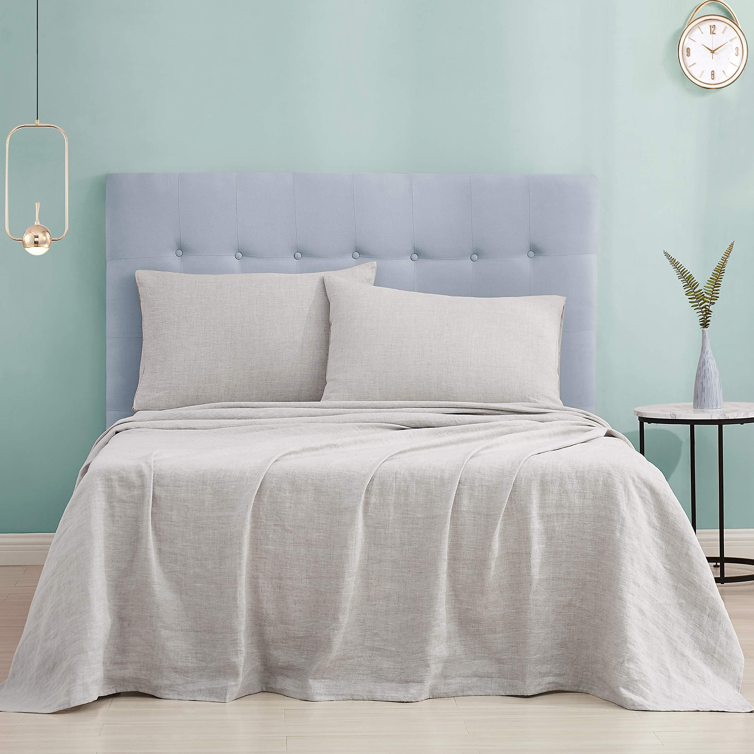 DAPU Pure Linen Sheets Set, 100% French Linen from Normandy (4-Piece)