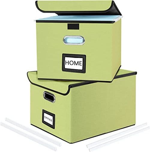 Decorative Linen File Storage Box with Lid