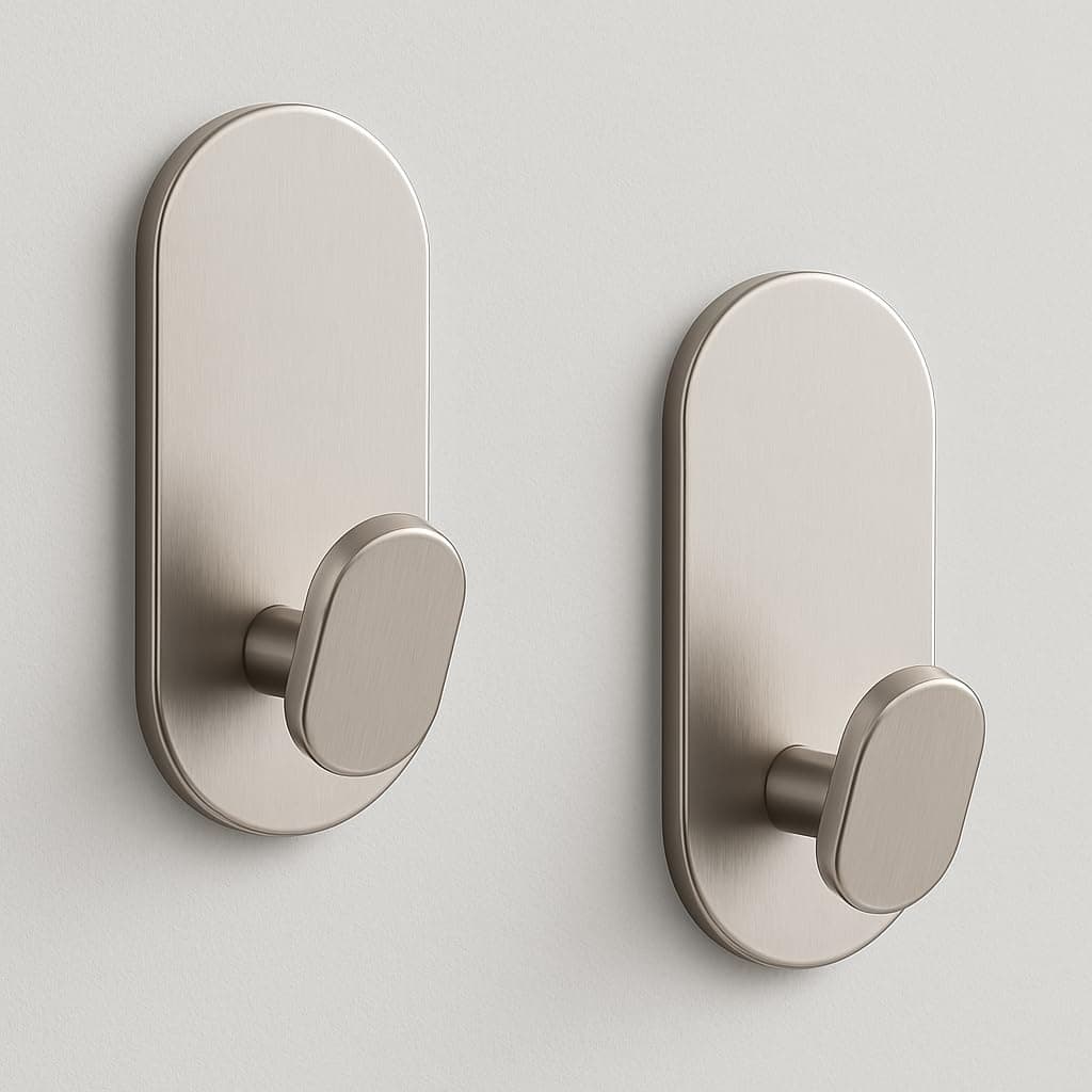 DELITON Adhesive Hooks Matte Black, Stainless Steel 4-Pack