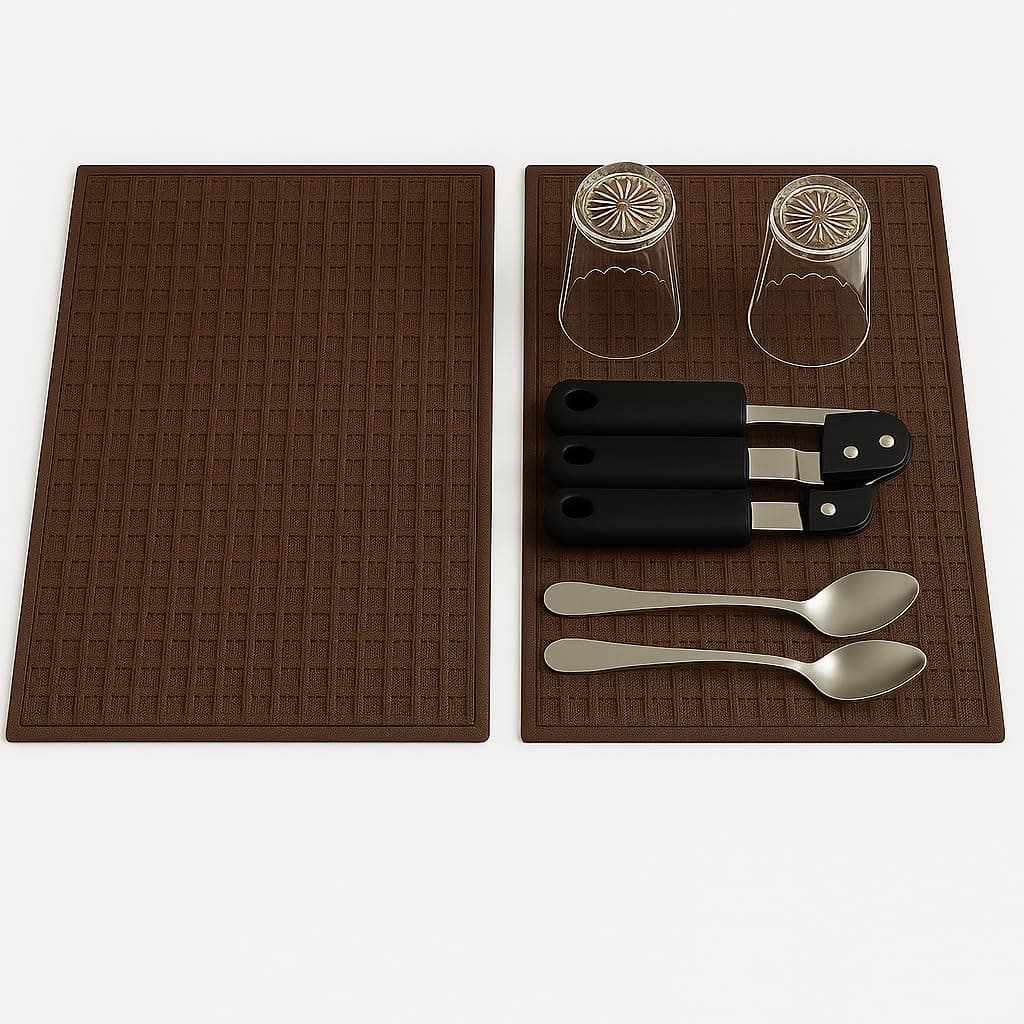 Dependable Industries Microfiber Dish Drying Mat 2-Pack, 20x15 in.