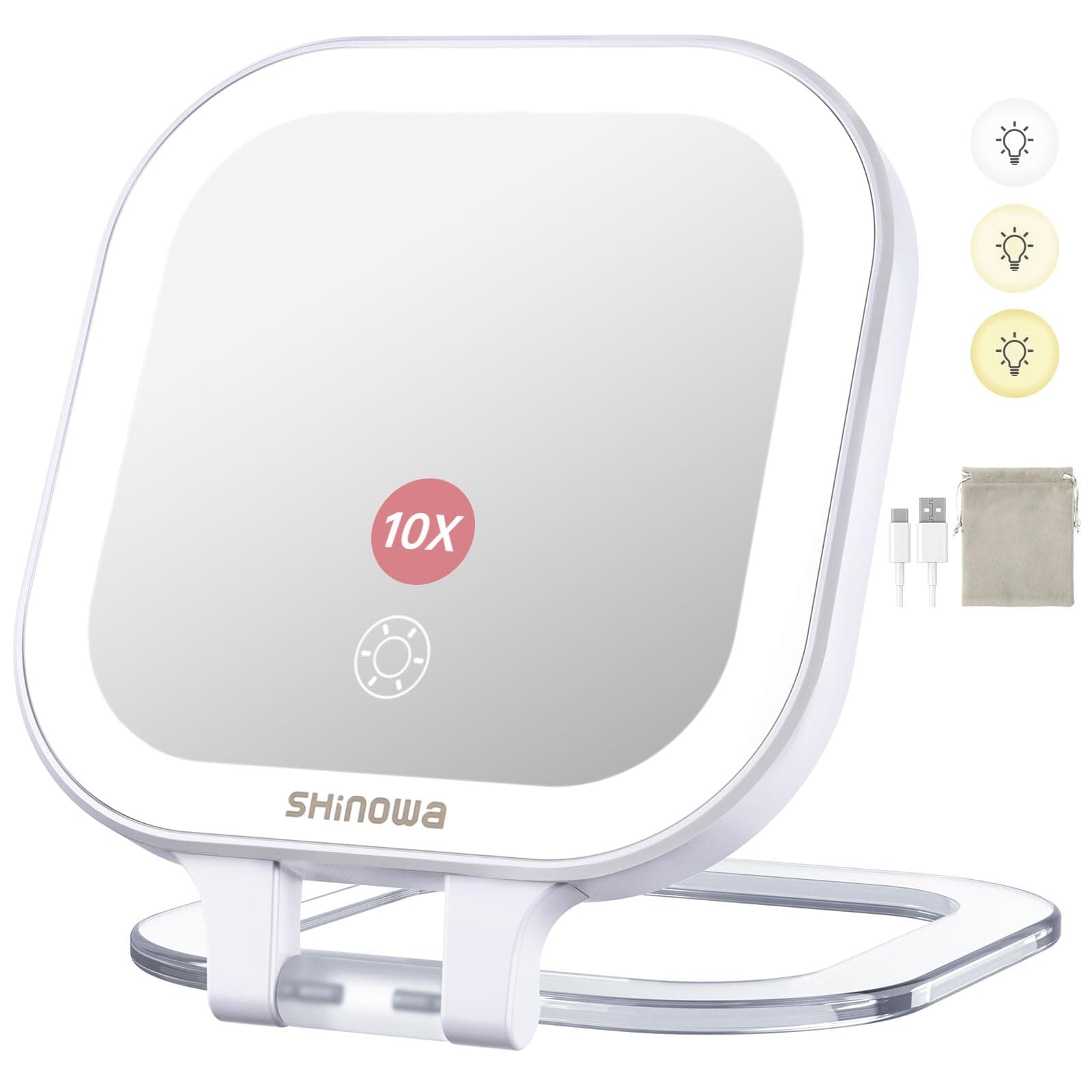 DESCHEN Rechargeable Travel Makeup Vanity Mirror 1X/10X